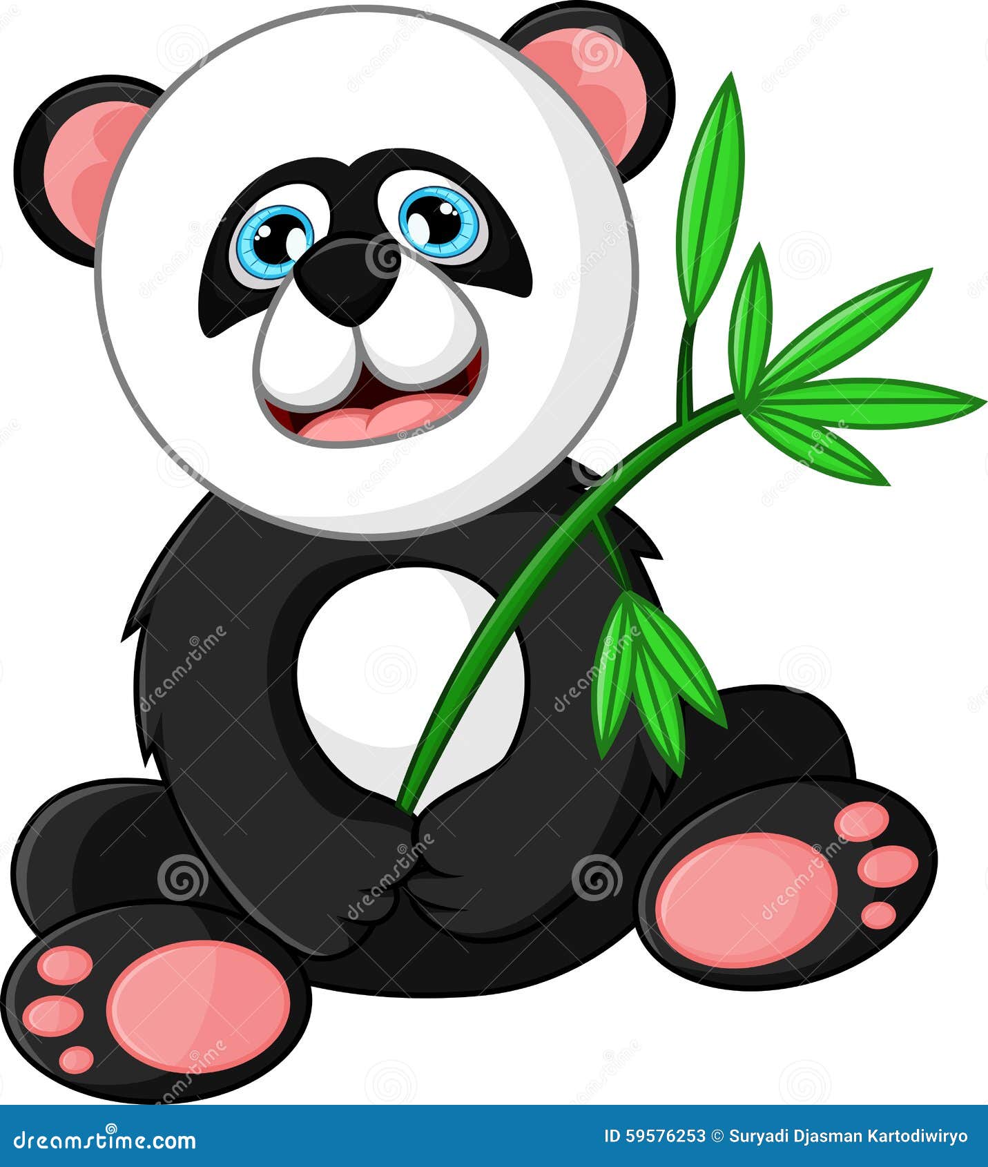 Cartoon Happy Panda Holding Bamboo Stock Vector - Illustration of ...