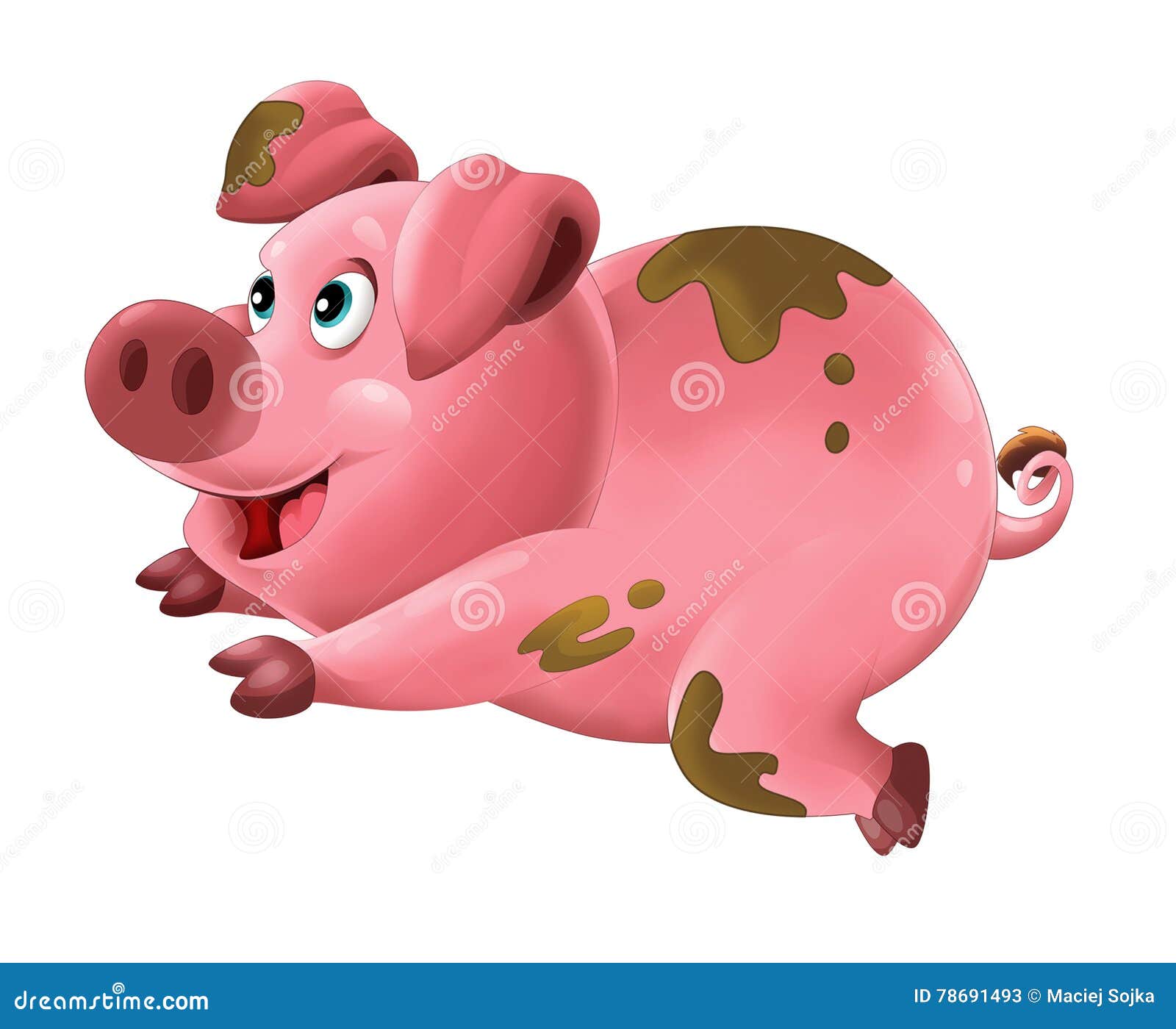 cartoon happy pig is standing and looking - artistic style - 