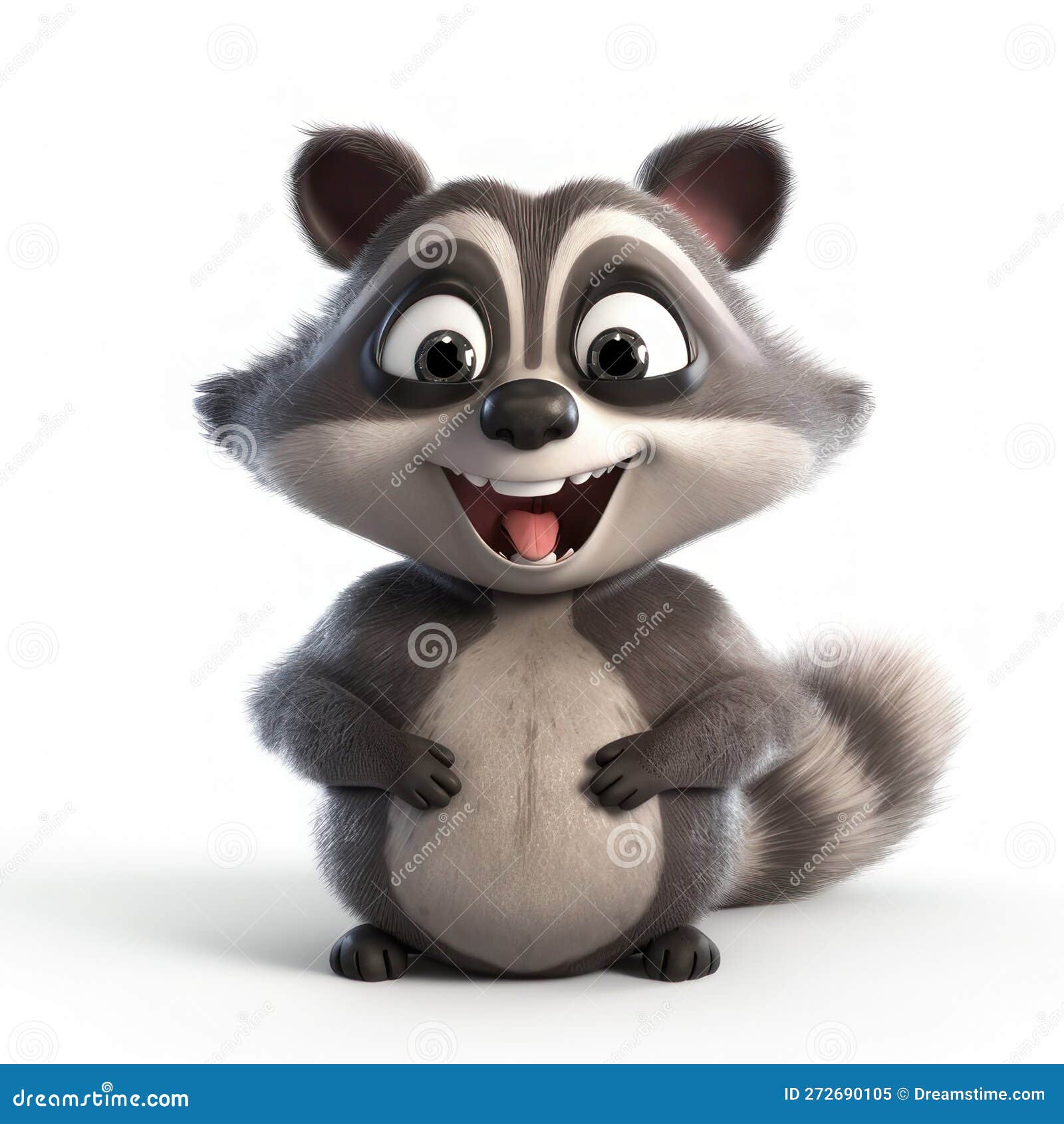 Cartoon Happy Raccoon on a White Background. AI Generative Stock ...