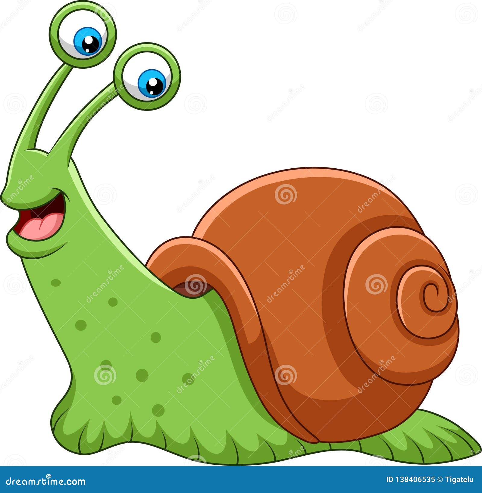 cartoon happy snail  on white background