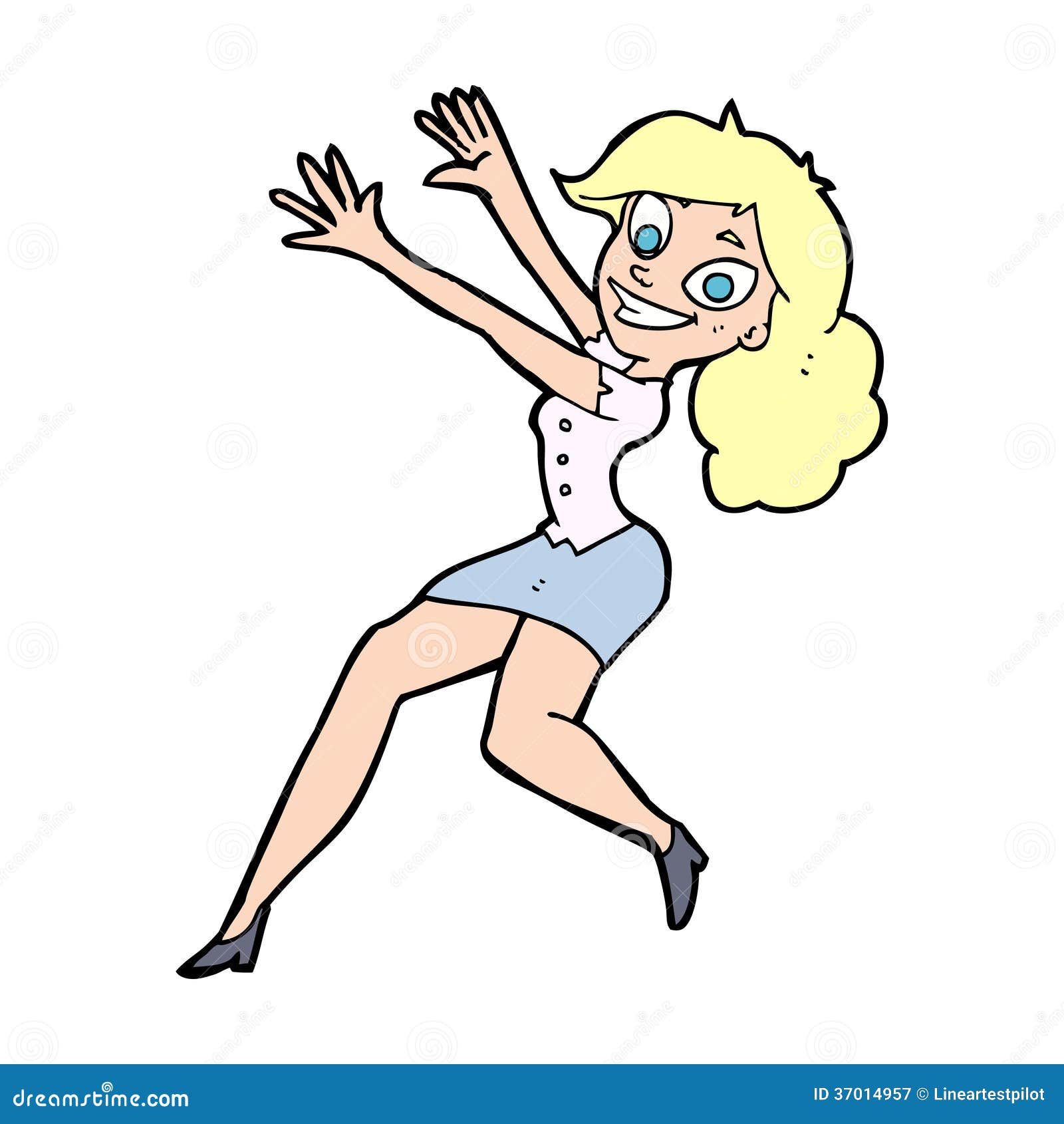 Cartoon Happy Woman Jumping Royalty Free Stock Photography - Image ...