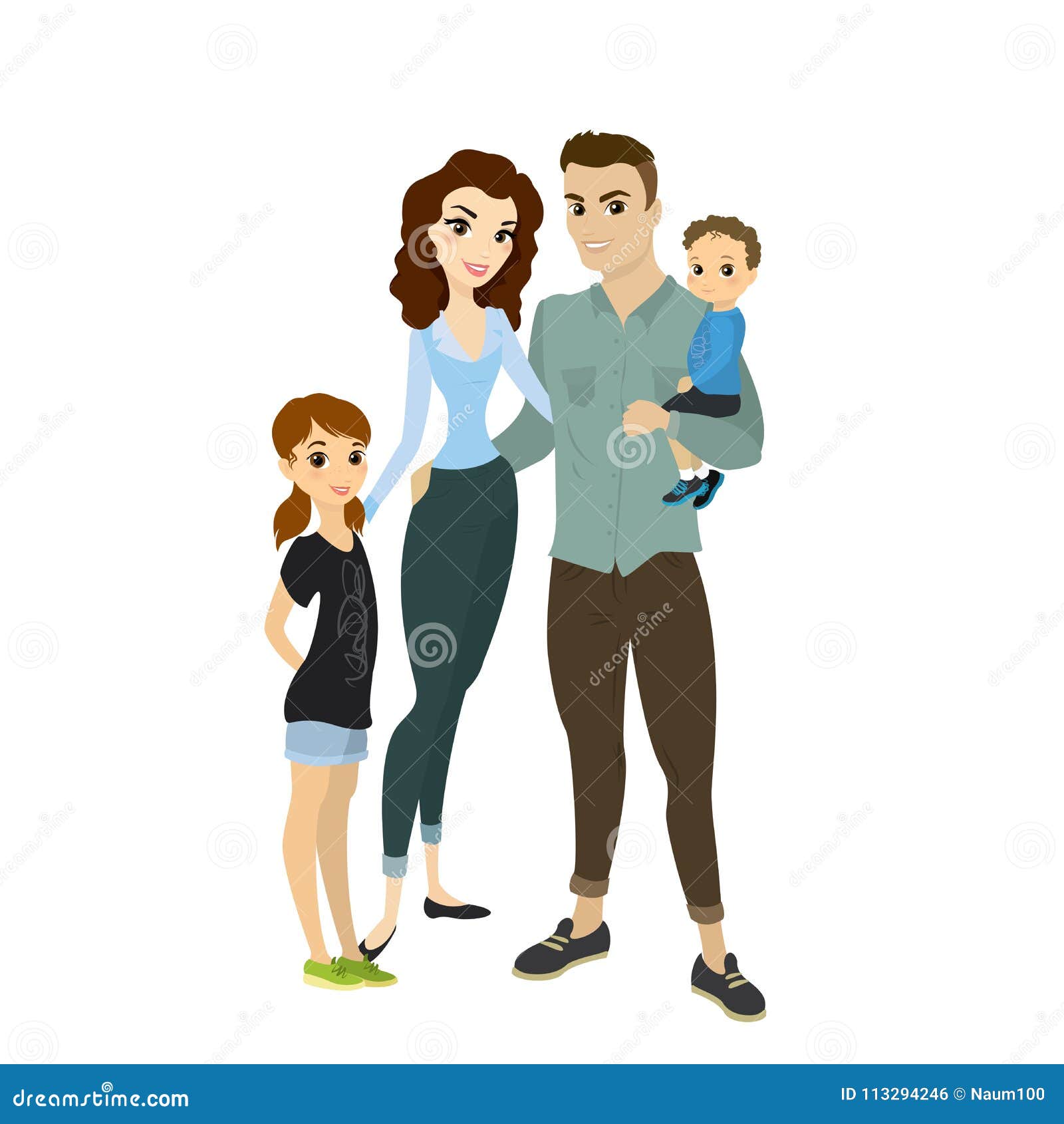 family cartoon of 4