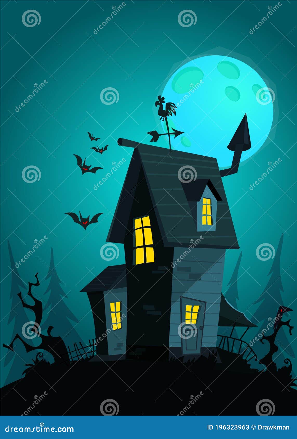 cartoon haunted old house. vetor  