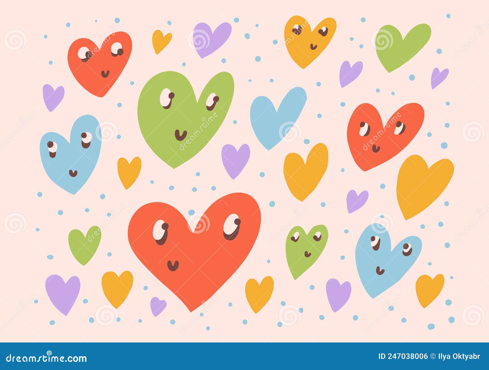 Cartoon Heart Character with Smile and Eyes Set. Vector Illustration ...