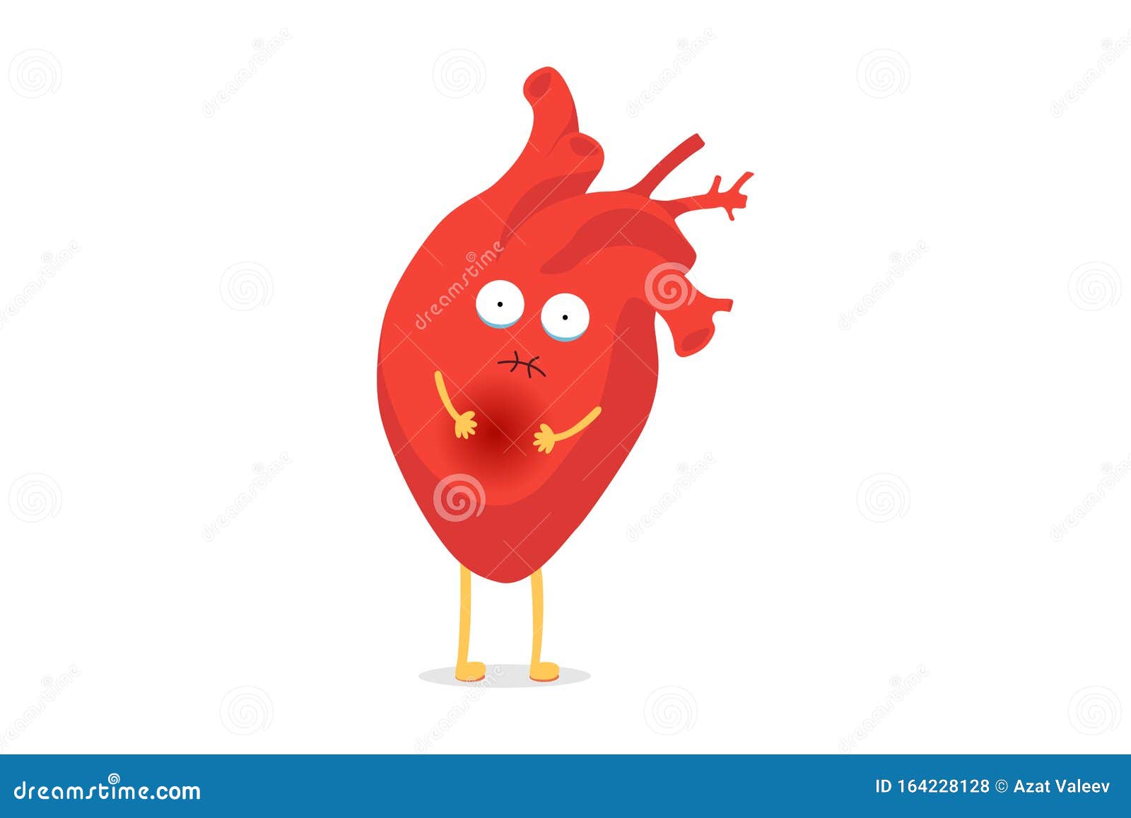 Cartoon Heart Character Unhealthy Sick Emoji Pain Emotion. Vector ...