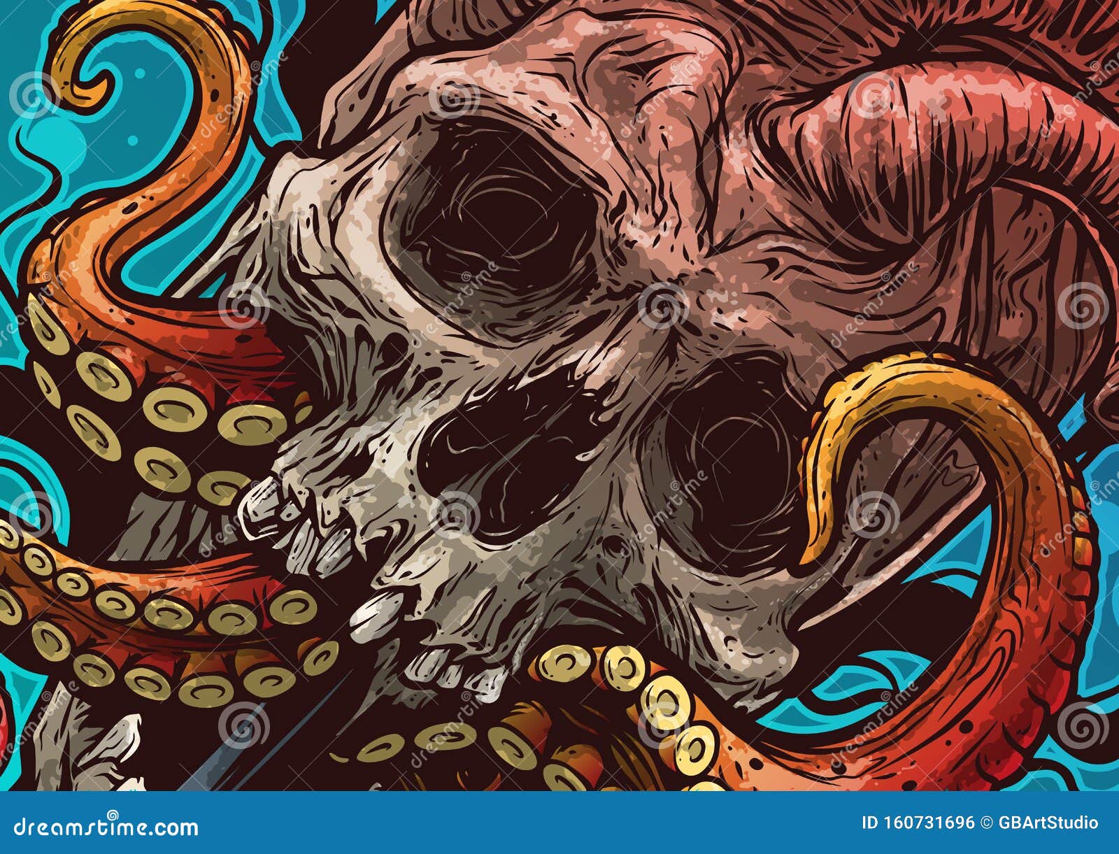 Skull Octopus by Eddie Zavala TattooNOW