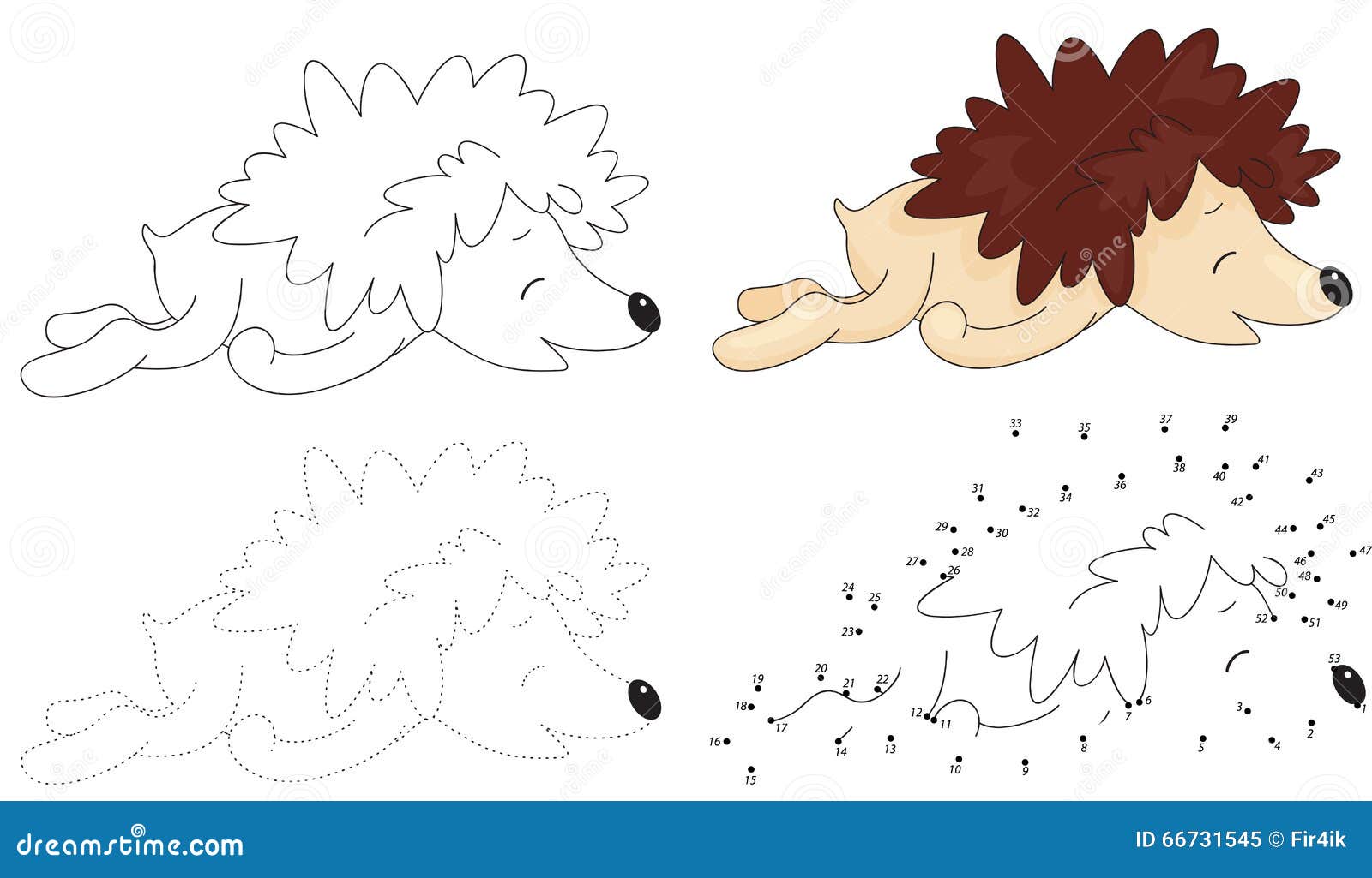 cartoon hedgehog sleeping. dot to dot game for kids