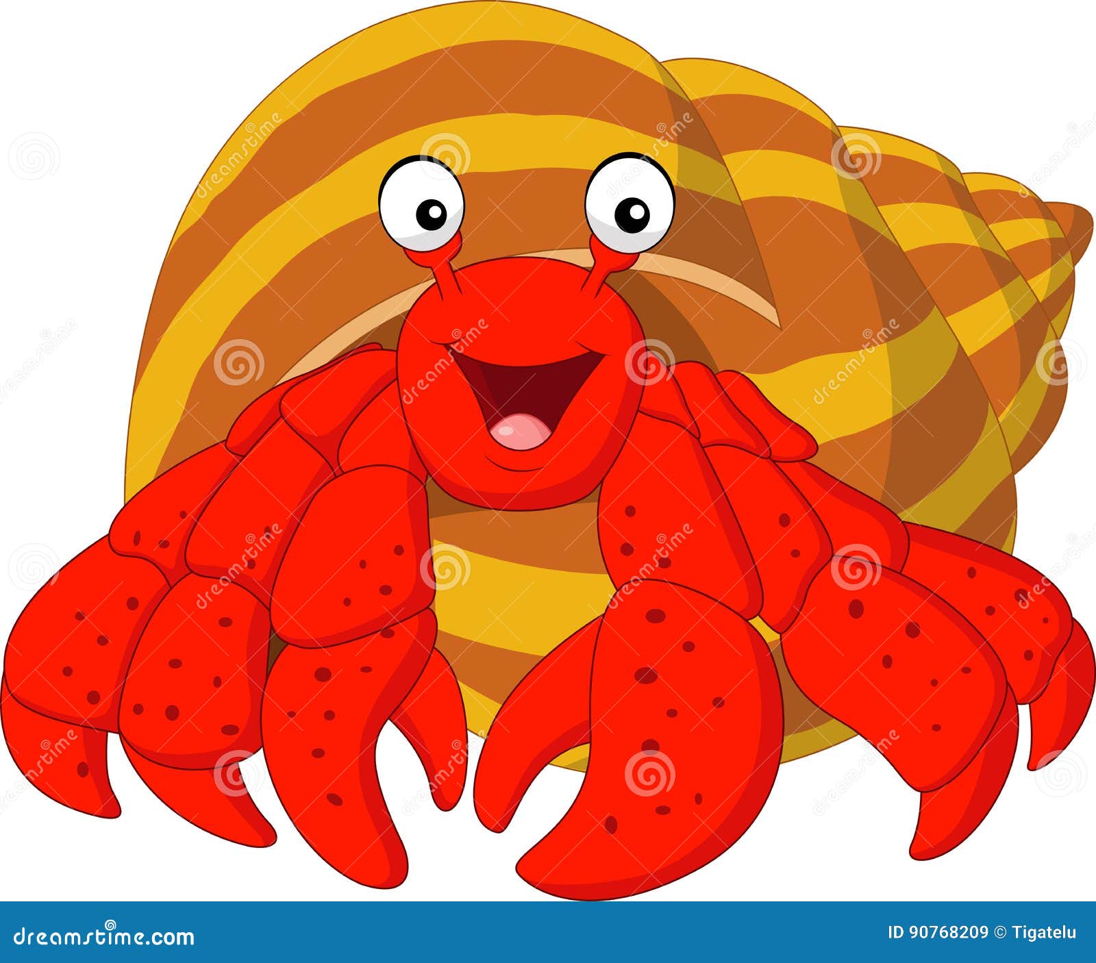 Cartoon hermit crab stock vector. Illustration of drawing - 90768209