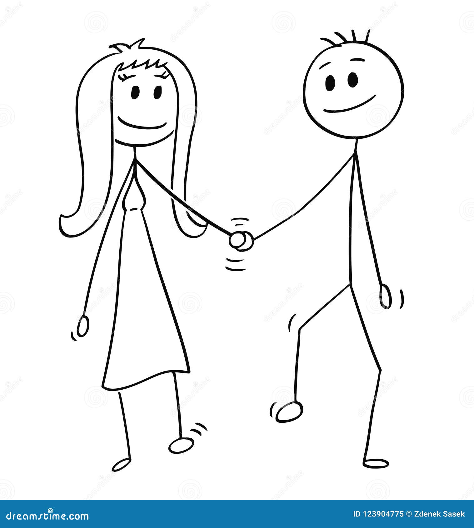 Cartoon of Heterosexual Couple of Man and Woman Walking and Holding Hands  Stock Vector - Illustration of girlfriend, cartoon: 123904775