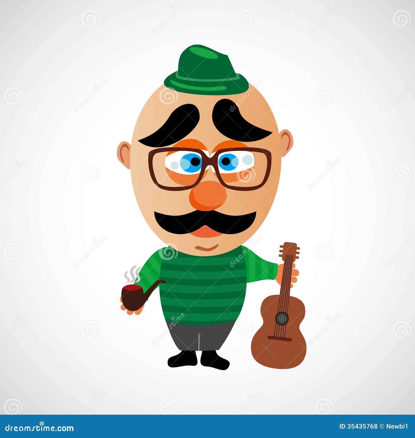Cartoon Hipster with a Big Bald Head. Vector. Stock Vector - Illustration  of briefcase, mouth: 35435768