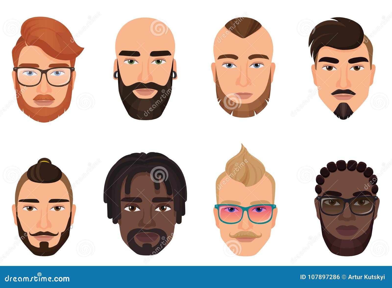 cartoon hipsters bearded men