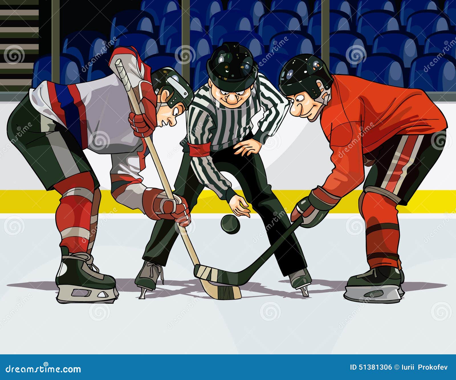 Cartoon Hockey Throwing the Puck Stock Vector Illustration of start