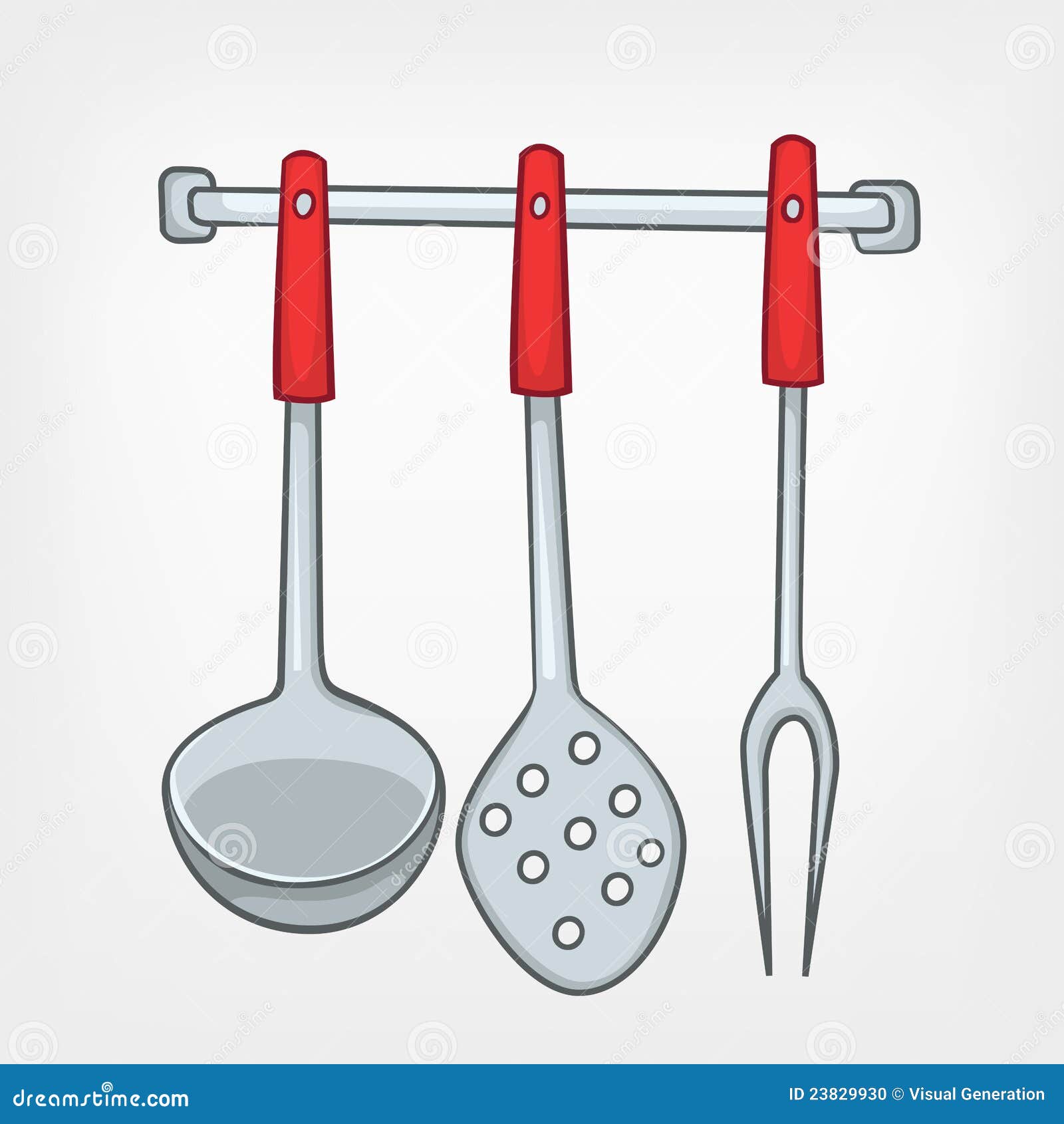 Cartoon Home Kitchen Spoon Set Stock Vector Illustration of