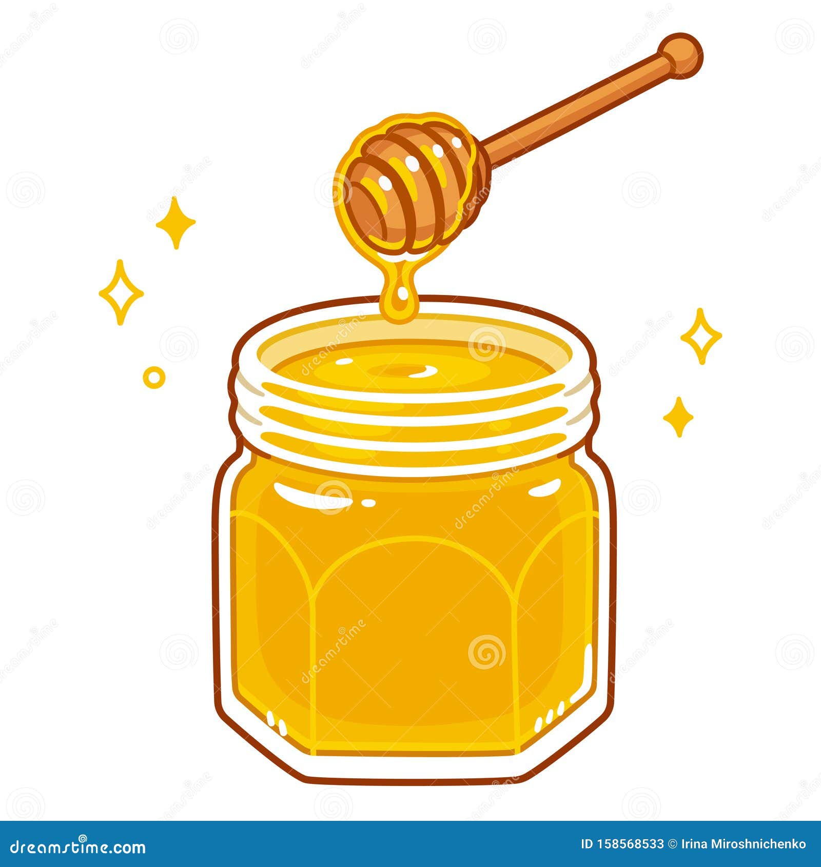 Cartoon honey jar stock vector. Illustration of dipping - 158568533