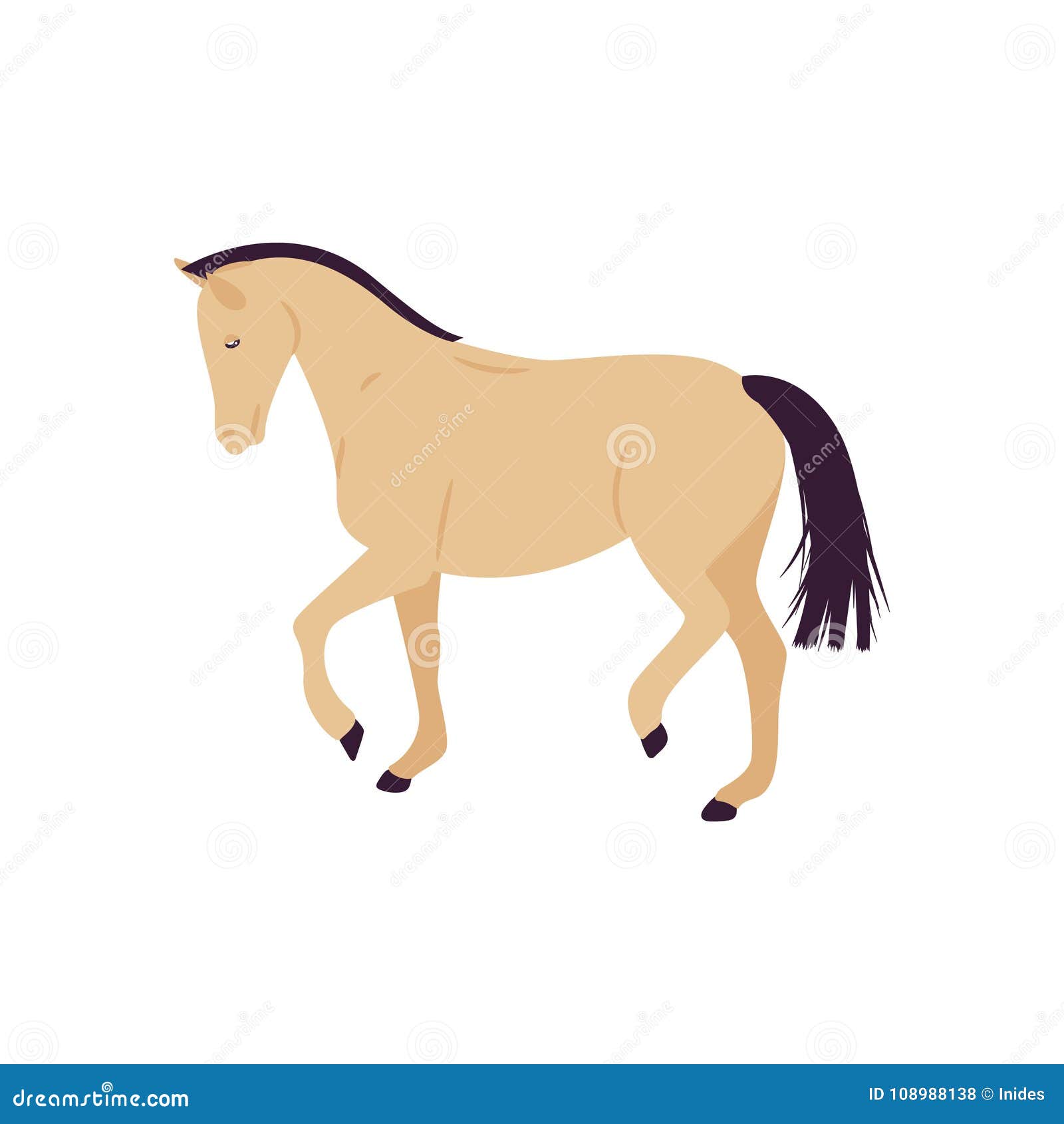 Cartoon Horse Vector Illustration. Flat Style Pony. Stock Vector -  Illustration of criollo, american: 108988138