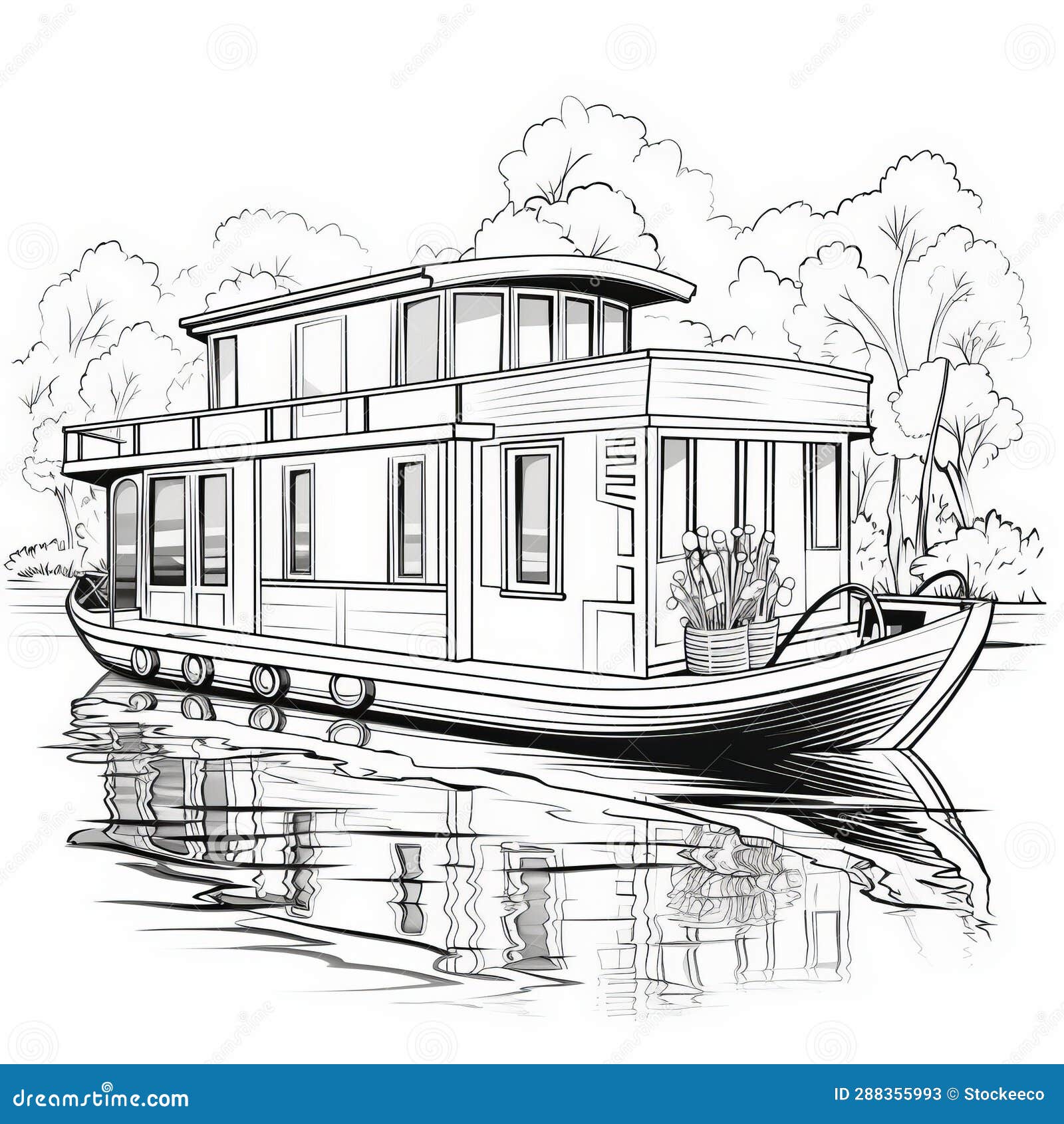 Kerala Houseboat drawing Postcard | Zazzle