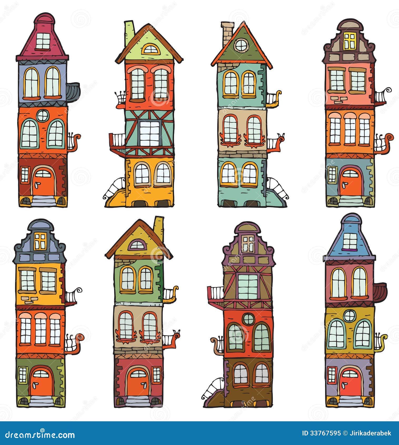 8 cartoon houses stock vector. Illustration of draw, accommodation -  33767595