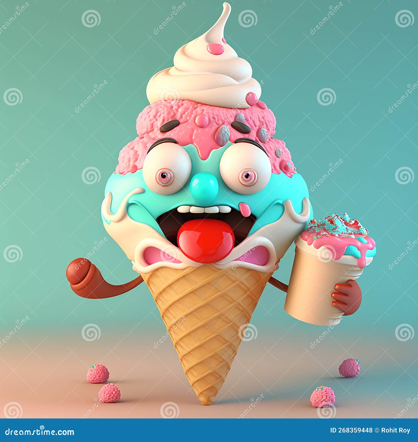 Cartoon Ice Cream Character Stock Illustration Illustration of