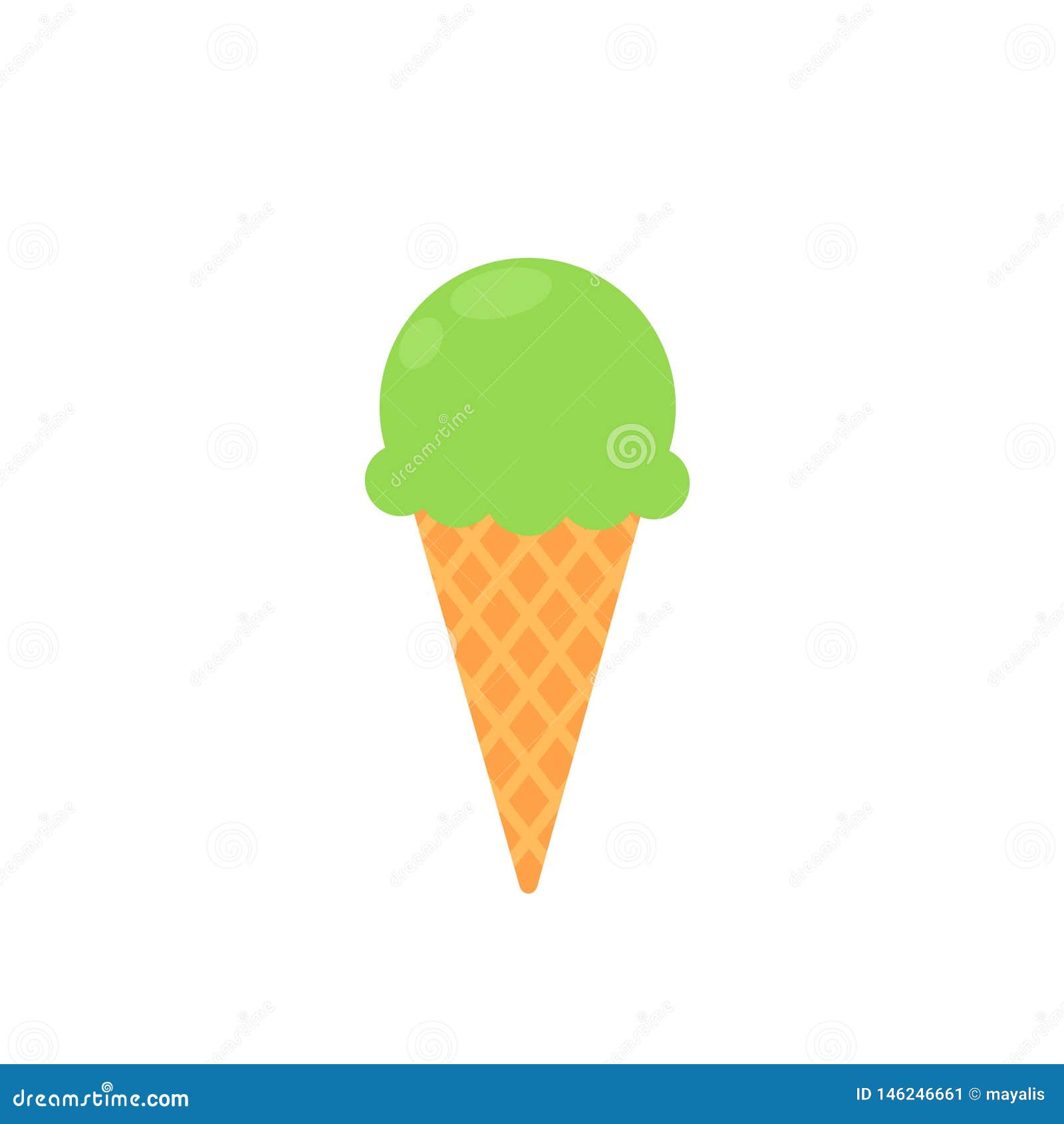 Cartoon ice cream in cone stock vector. Illustration of green - 146246661