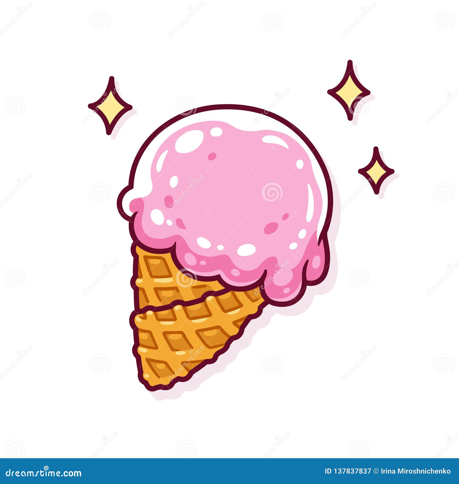 Cartoon ice cream cone stock vector. Illustration of dessert - 137837837