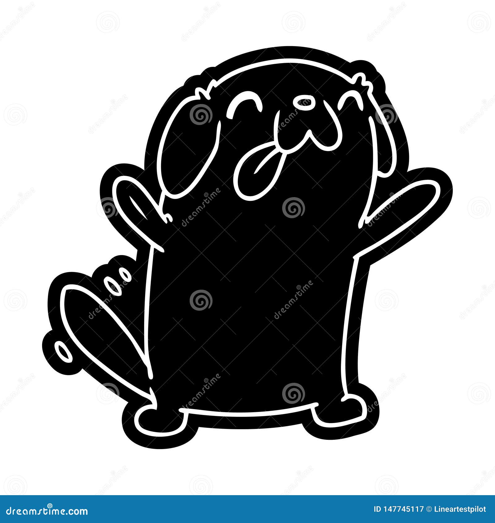 Cartoon Icon Symbol Sign Kawaii Cute Dog Pet Animal Furry Friend Puppy Art Illustration Line Drawing Doodle Quirky Freehand Drawn Free Hand Ink Black White Artwork Old Stock Illustrations 13 Cartoon
