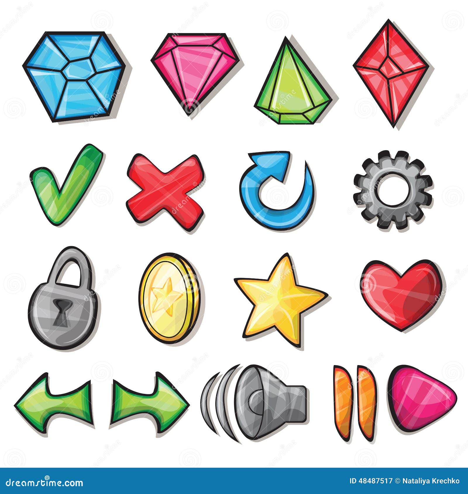 Cartoon Icons For Game User Interface Stock Vector - Image: 48487517