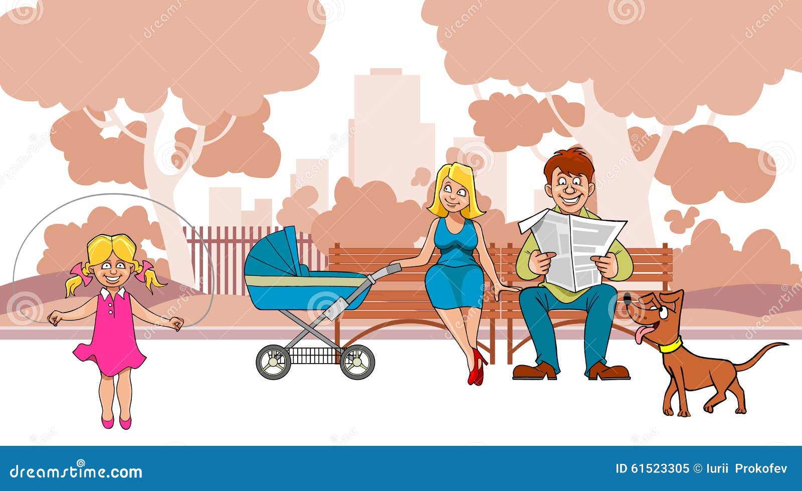 Cartoon Ideal Family are in the Park Stock Vector - Illustration of family,  outdoors: 61523305