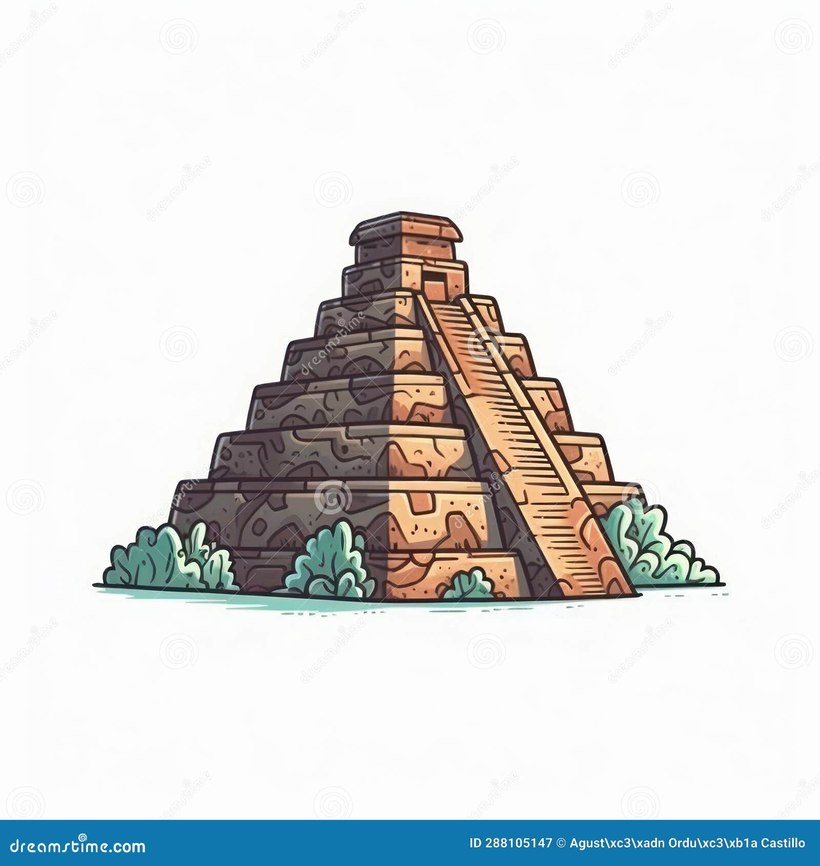 A Cartoon Illustration of an Aztec Pyramid. Generative AI. Stock Image ...