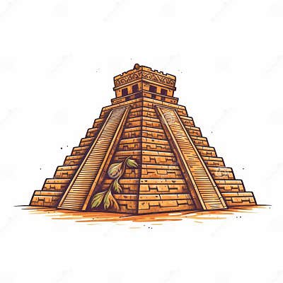 A Cartoon Illustration of an Aztec Pyramid. Generative AI. Stock Photo ...