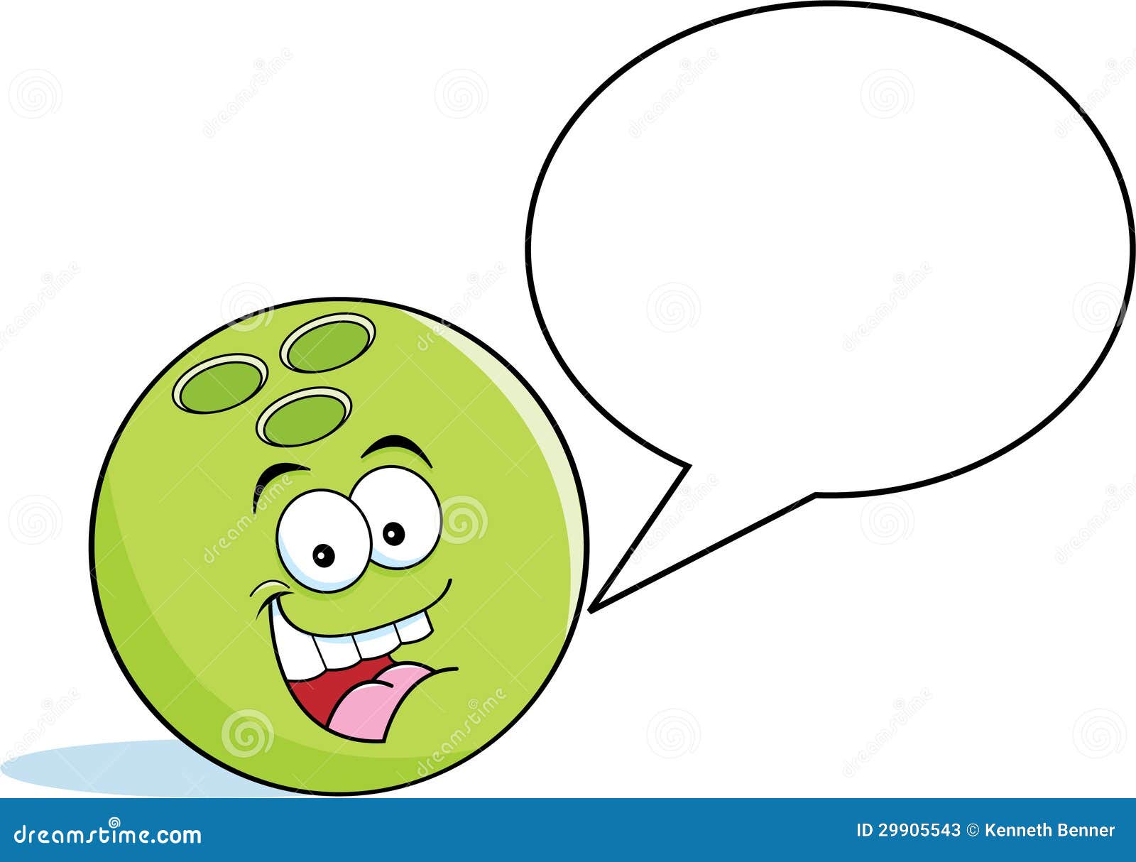 cartoon bowling ball with a caption balloon