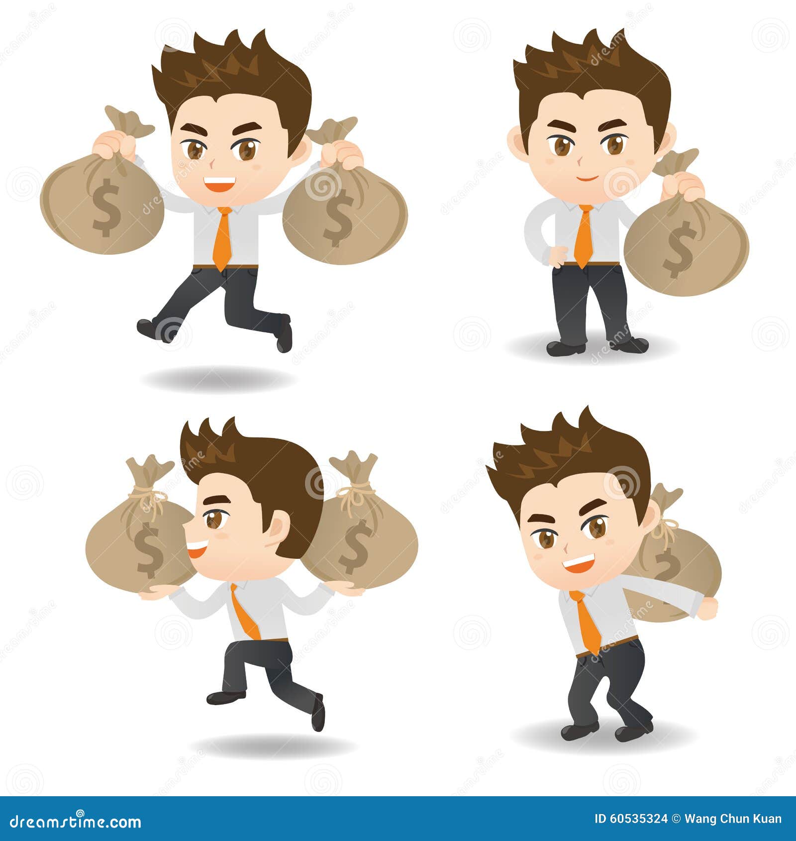 cartoon  businessman with moneybag
