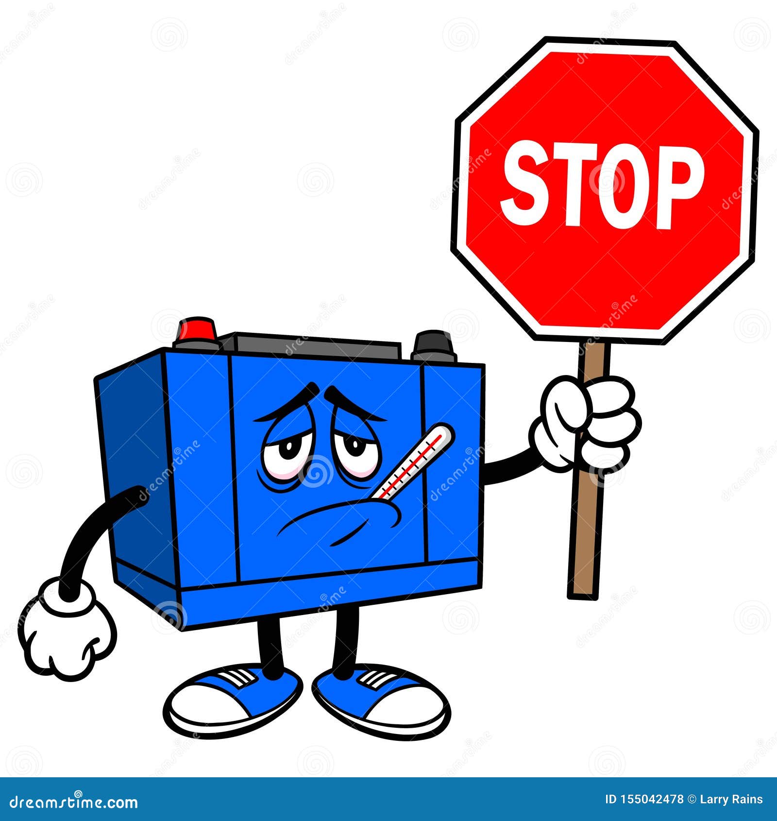 Car Battery Sick with a Stop Sign Stock Vector - Illustration of equipment,  stop: 155042478