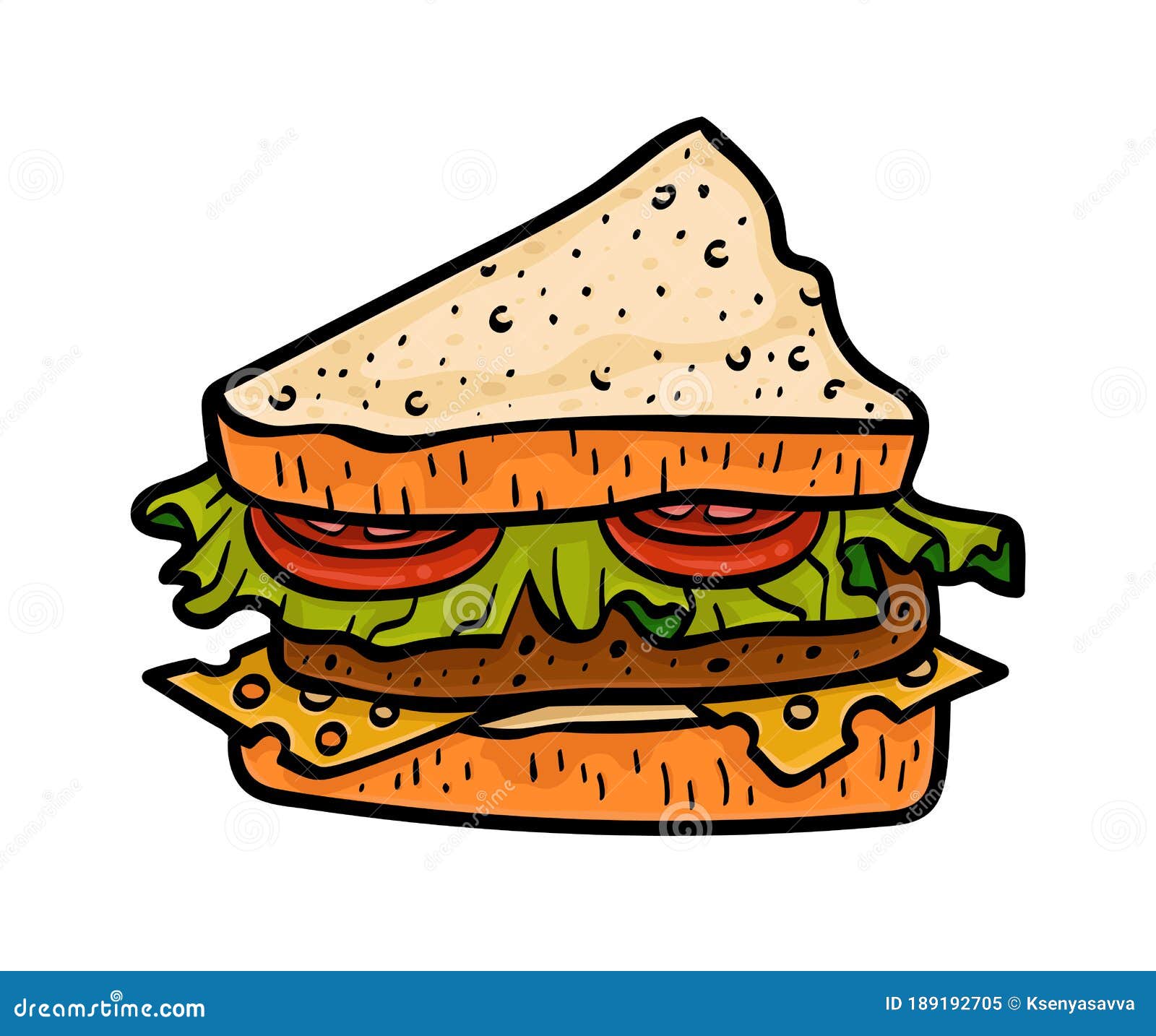 Cartoon Illustration for Children, Sandwich Stock Vector Illustration