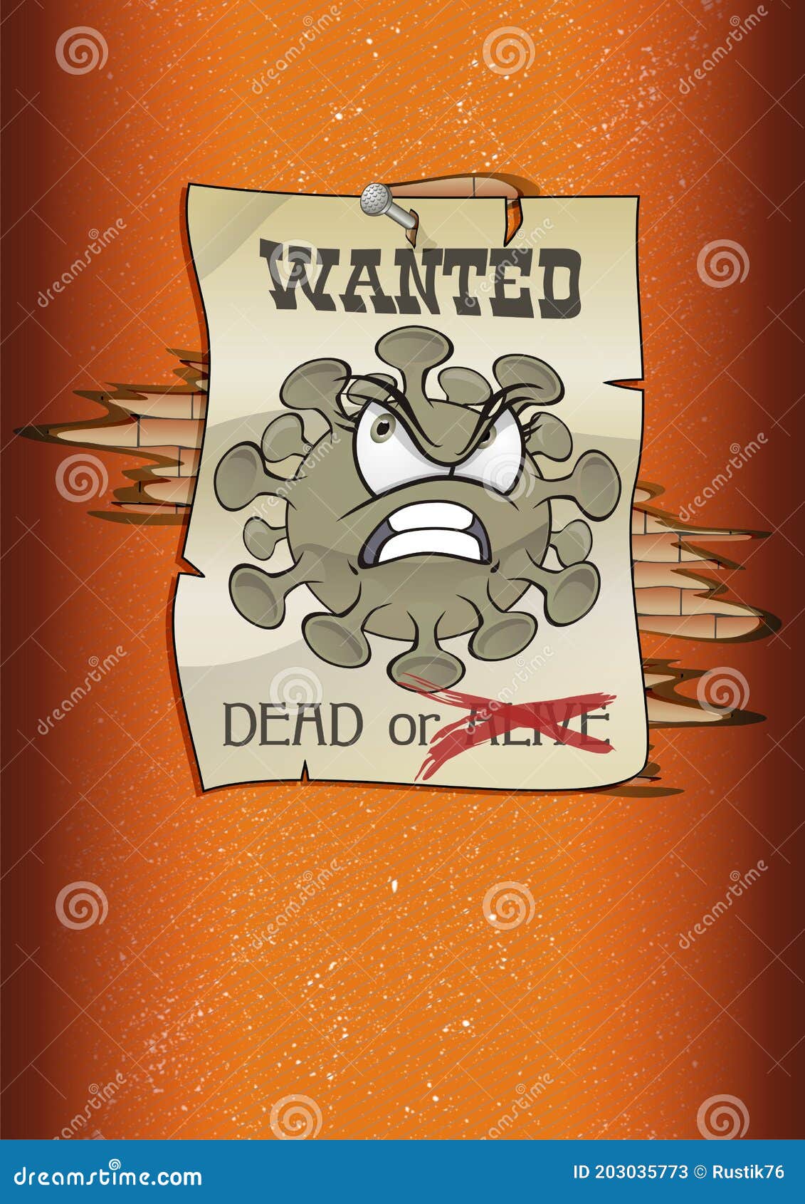 Poster Coronavirus Wanted Dead. Stock Illustration - Illustration of ...