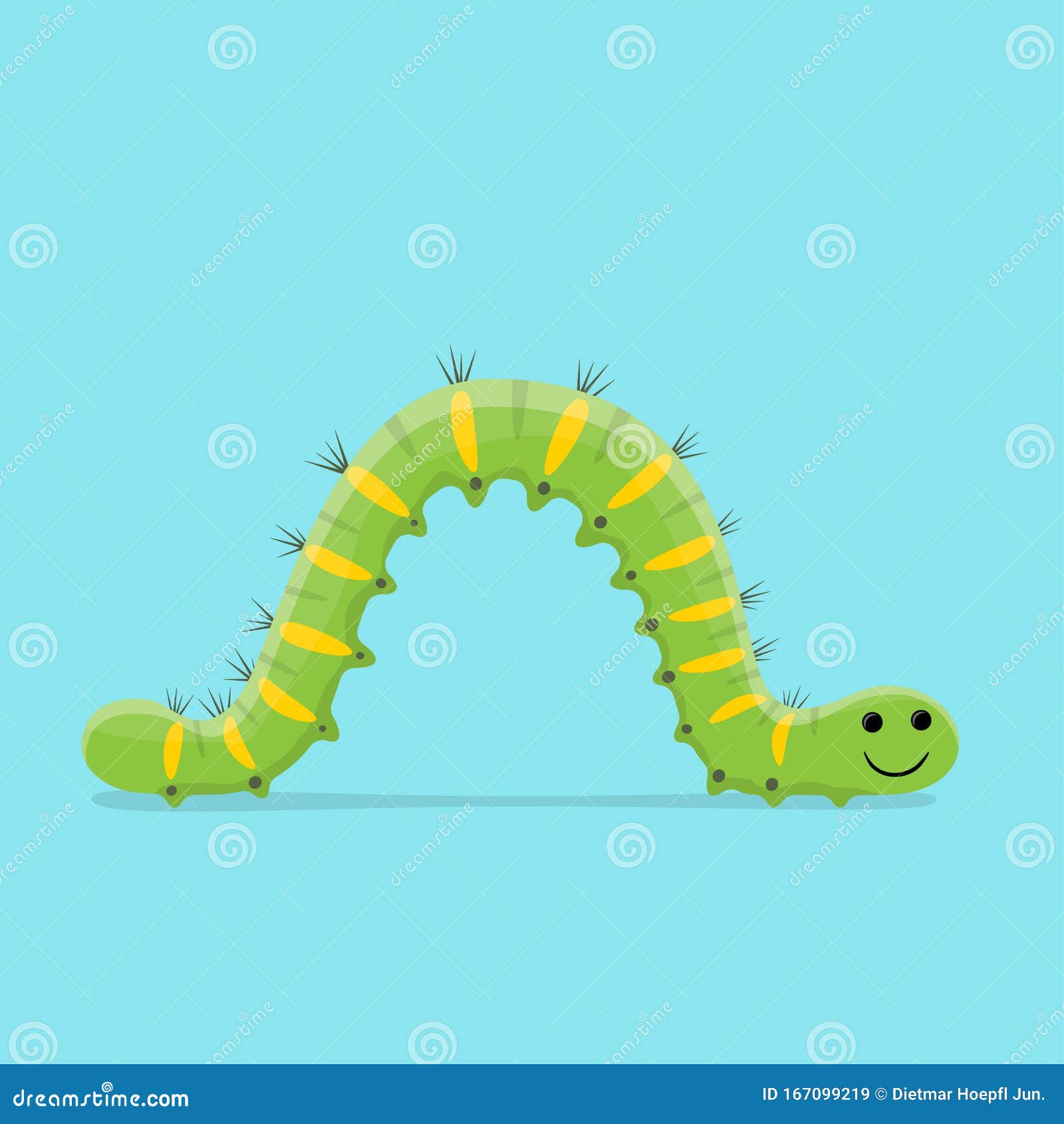 funny cartoon  of a crawling caterpillar