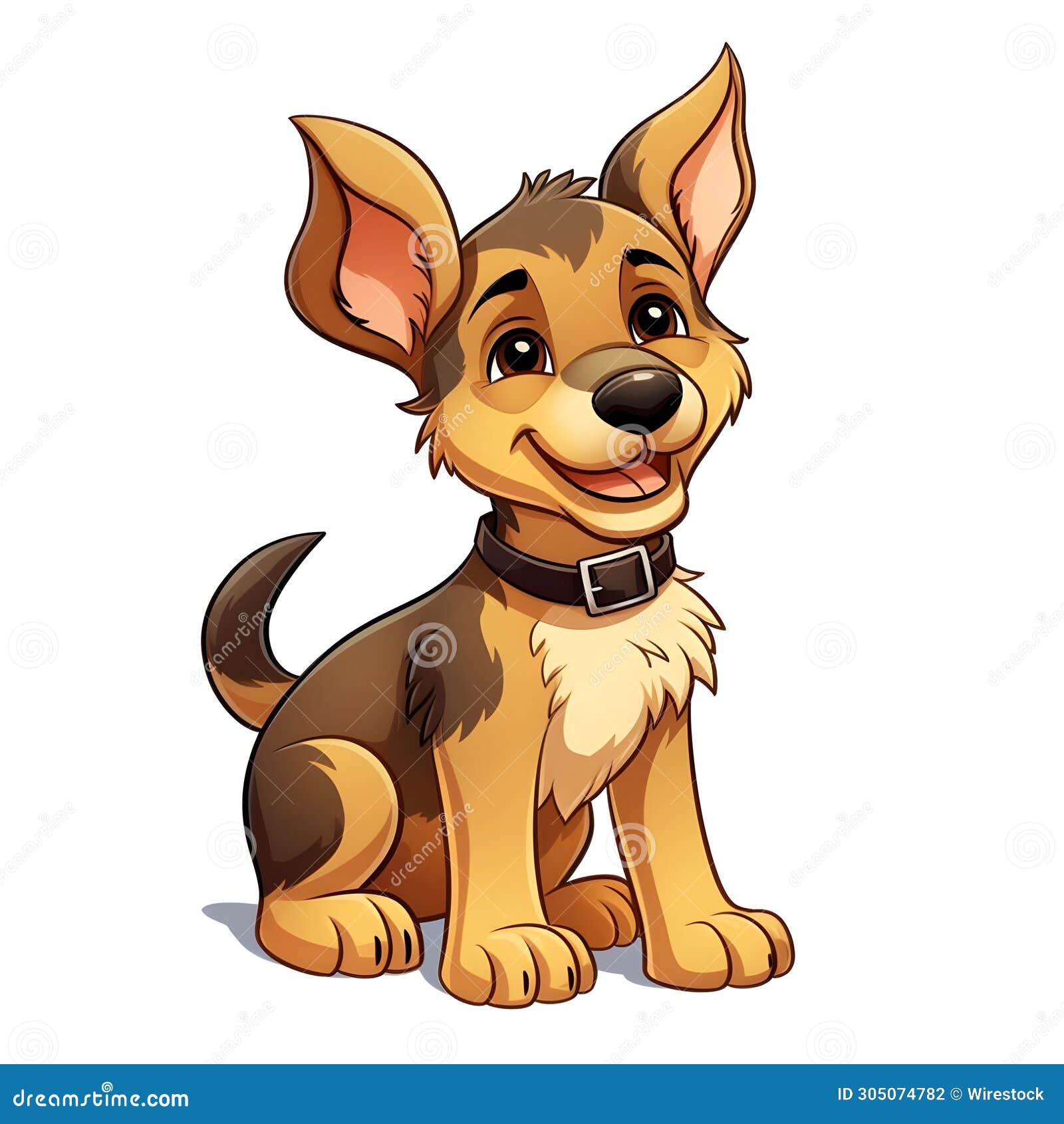 Cartoon Illustration of a Cute German Shepherd Puppy. Stock ...