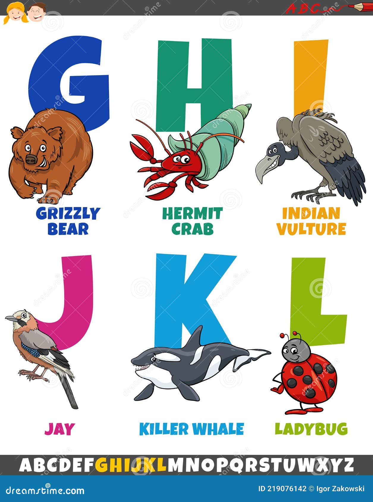 Cartoon Alphabet Set with Funny Animal Characters Stock Vector -  Illustration of learning, lexicon: 219076142