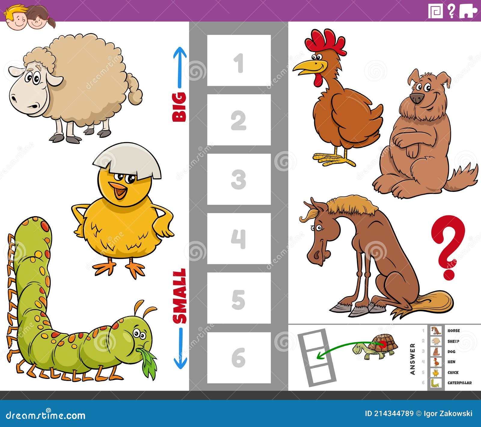 Big and Small Worksheet: Animals