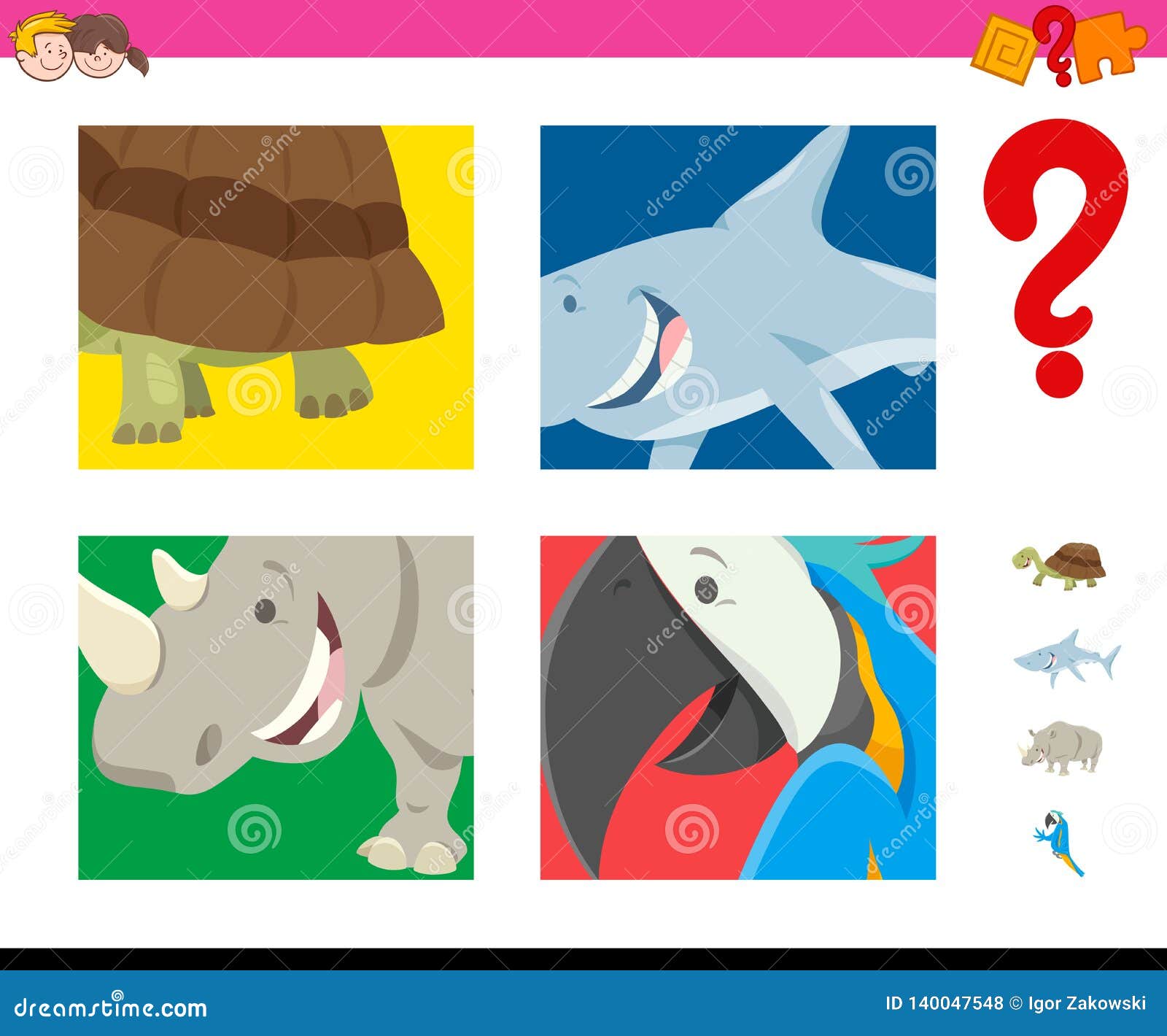 umoral skrubbe vært Guess Wild Animals Activity for Children Stock Vector - Illustration of  hidden, template: 140047548