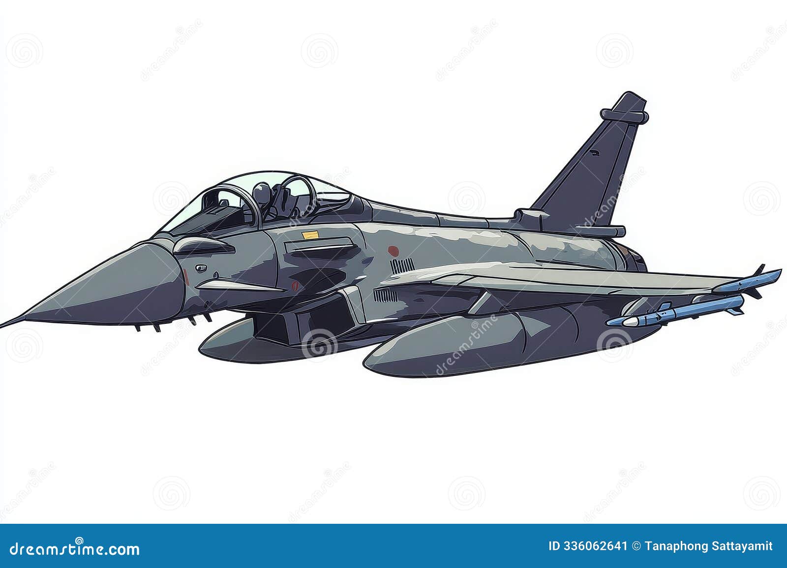 A Cartoon Illustration Of A Eurofighter Typhoon Jet Fighter Aircraft A 