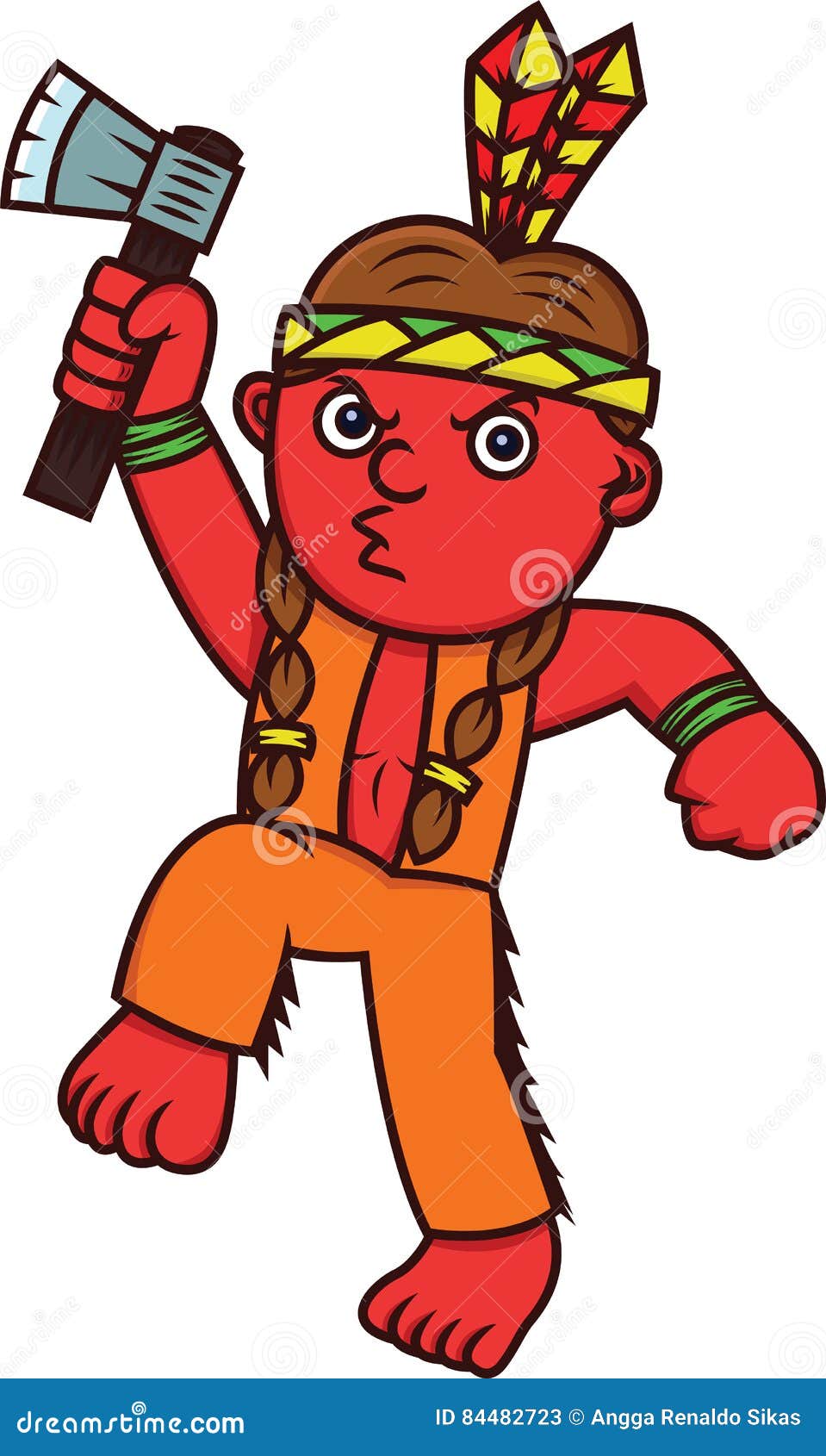 Cartoon Illustration of a Funny Little Red Indian with an Ax Stock Vector -  Illustration of clip, ethnic: 84482723