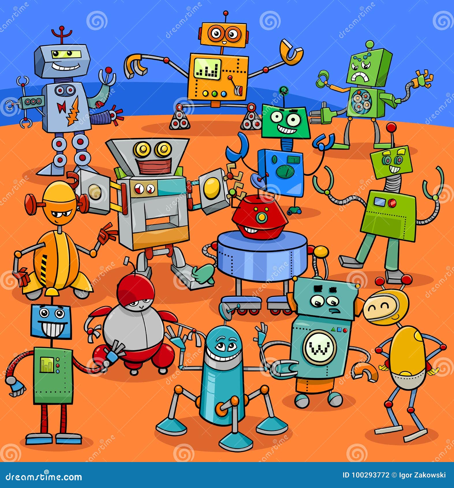Download Cartoon Robot Characters Big Pack Stock Vector ...