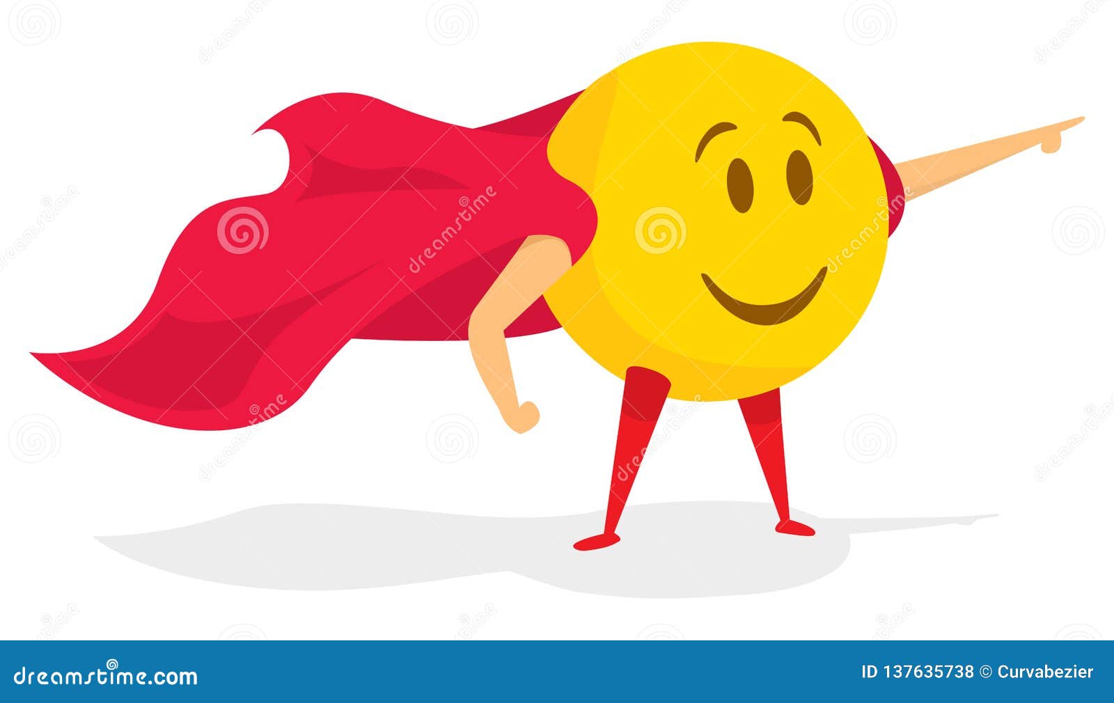 Smile Emoji Super Hero with Cape Stock Vector - Illustration of ...