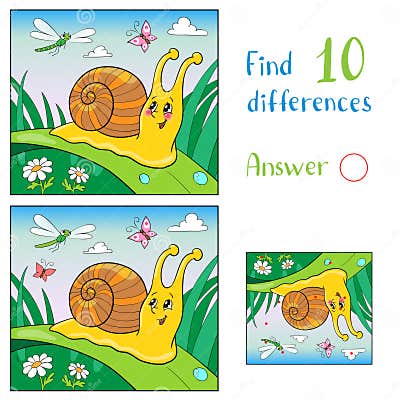 Cartoon Illustration of Funny Snail and Insect for Children. Find 10 ...