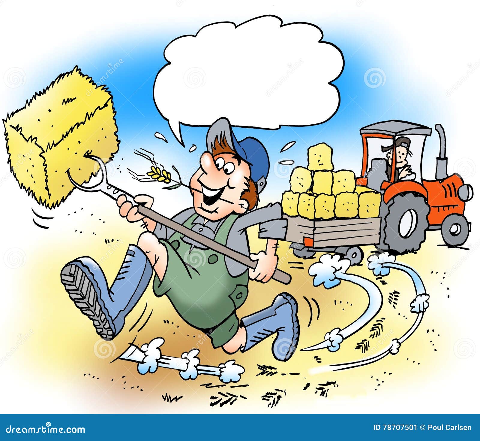 Cartoon Illustration of a Happy Farmer with Big Boots Stock