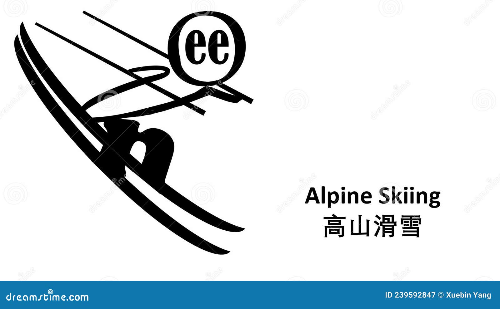 Cartoon Illustration Logo Design Winter Olympic Games Alpine Skiing Sport Alpine Skiing Winter Olympic Games 239592847 