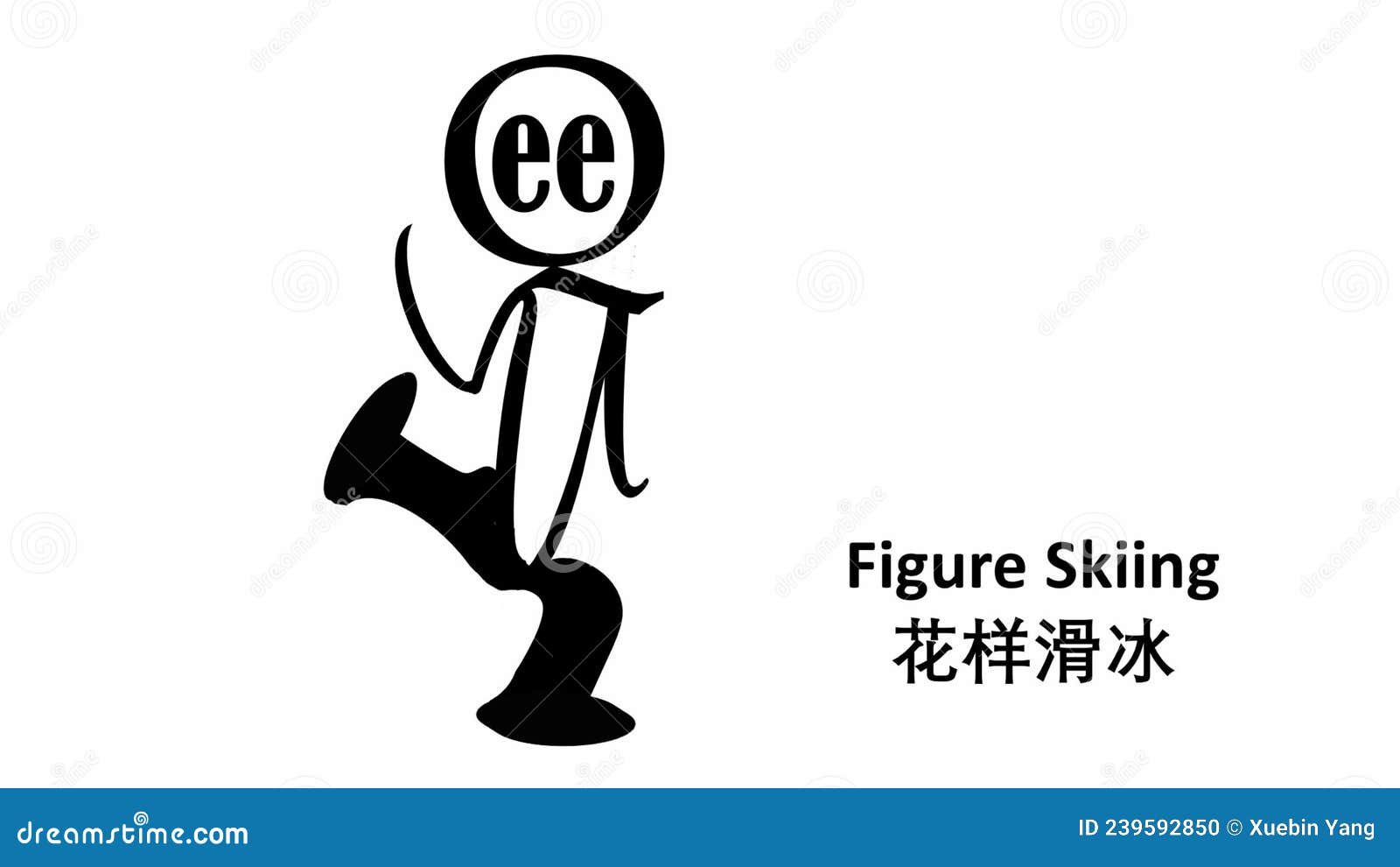 Cartoon Illustration Logo Design Winter Olympic Games Figure Skiing Figure Skiing Winter Olympic Games 239592850 