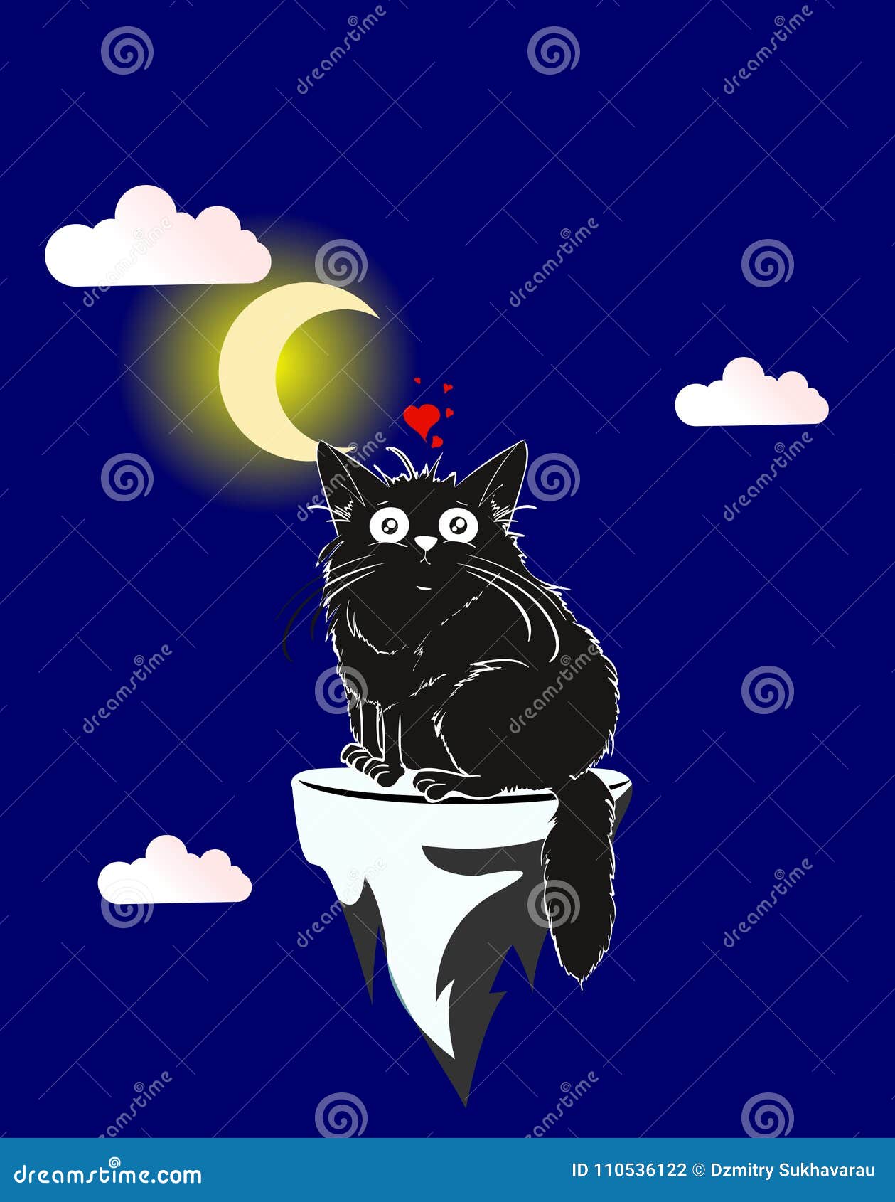 Cartoon Illustration. a Loving Cute Cat Stock Illustration ...