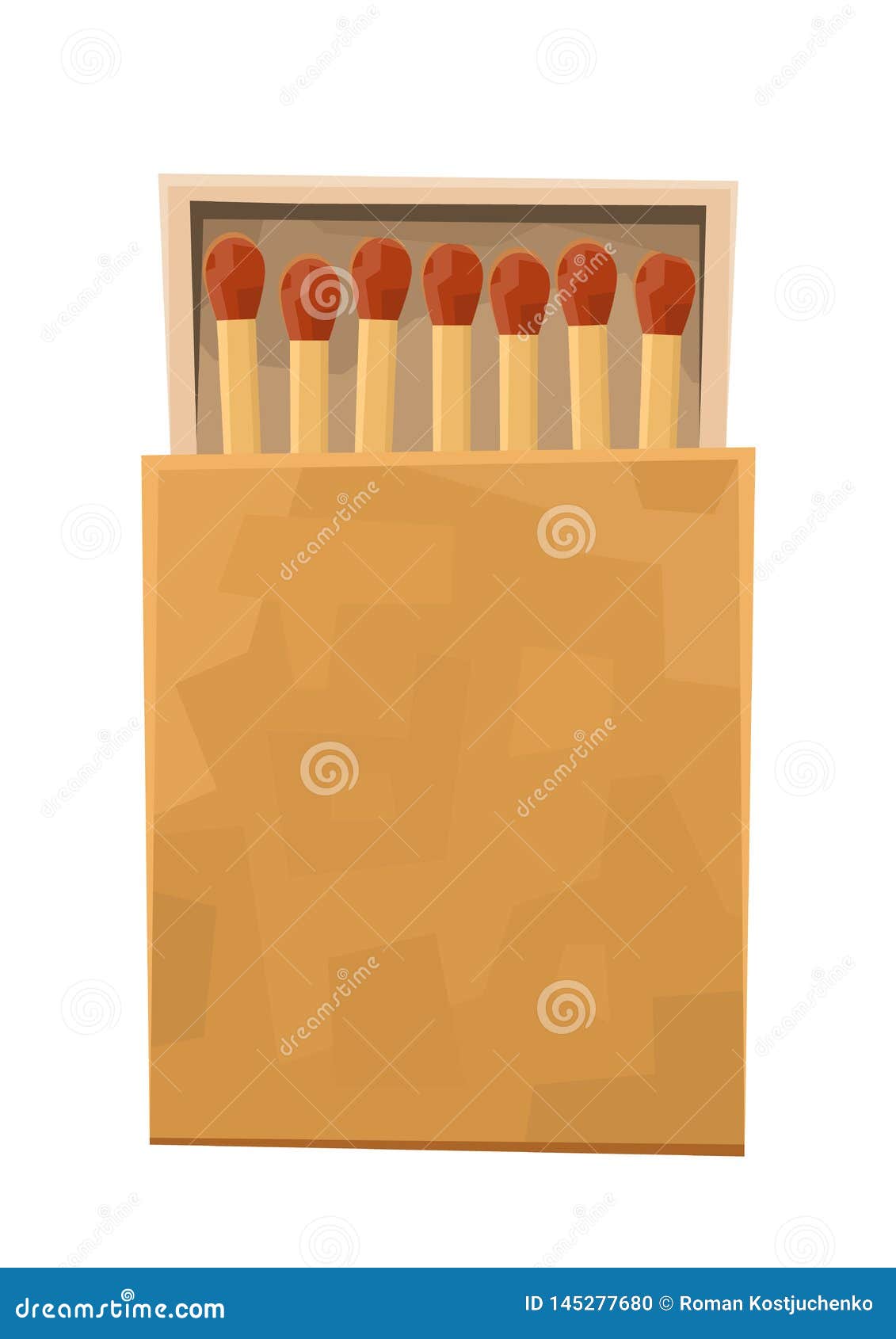 Cartoon Illustration of Matchbox with Box and Match Stock Vector