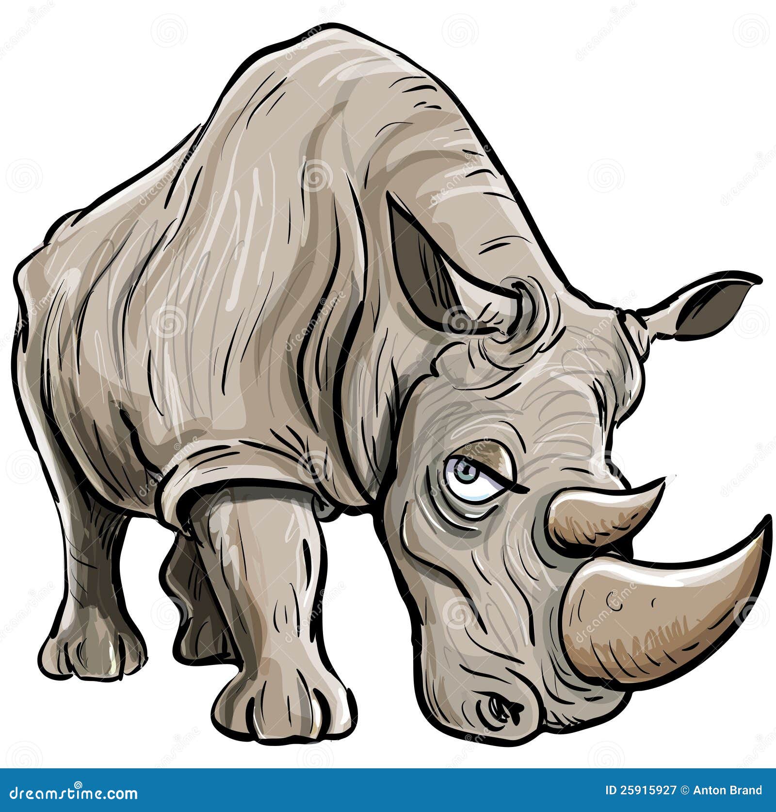 Cartoon Illustration of a Rhino Stock Illustration - Illustration of